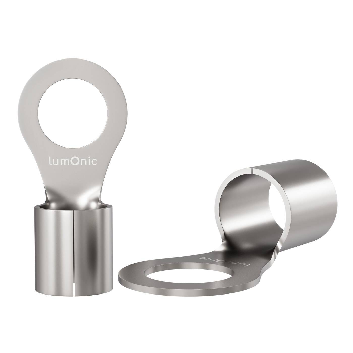 Lumonic 25x Ringkabelschuh 16-25mm² blank | M10 | Kupfer verzinnt | sichere Kabelverbindung ohne Löten | Crimp-Kabelschuh unisoliert | KFZ, Maschinenbau, Wohnmobil, Batterie