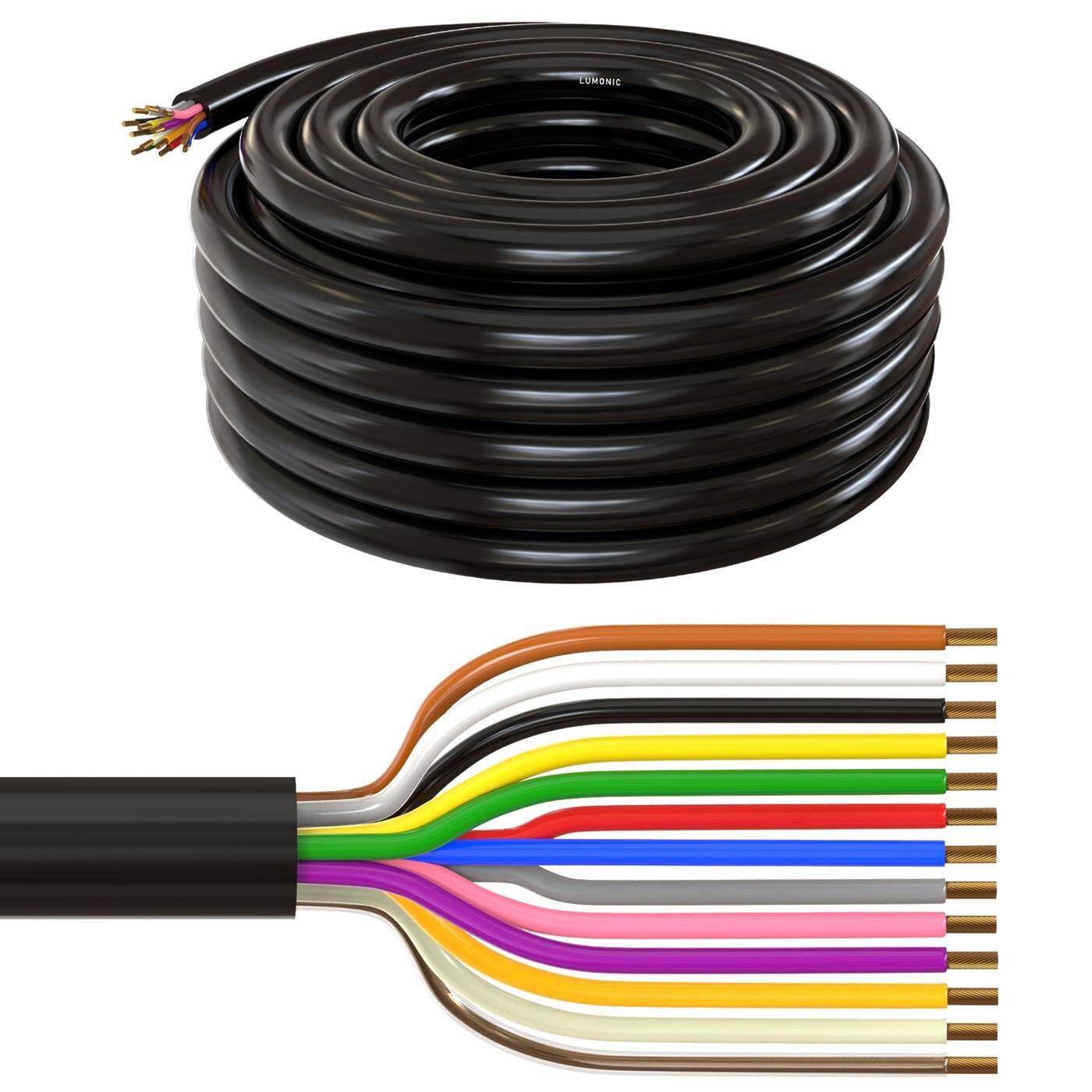 Lumonic 10m FLRYY Fahrzeugleitung 13x1,5mm² schwarz | 13-adrig | Anhängerkabel | mehradriges KFZ-Kabel | Öl- und Kraftstoffbeständig, flammwidrig | Niedervolt