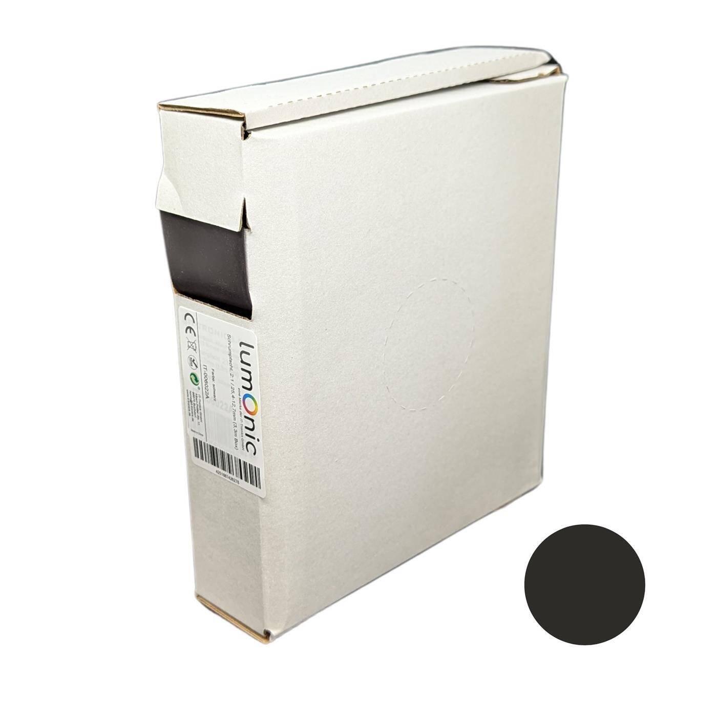 3,3m Schrumpfschlauch Box 2:1 25,4 -> 12,7mm Schwarz Flexibel