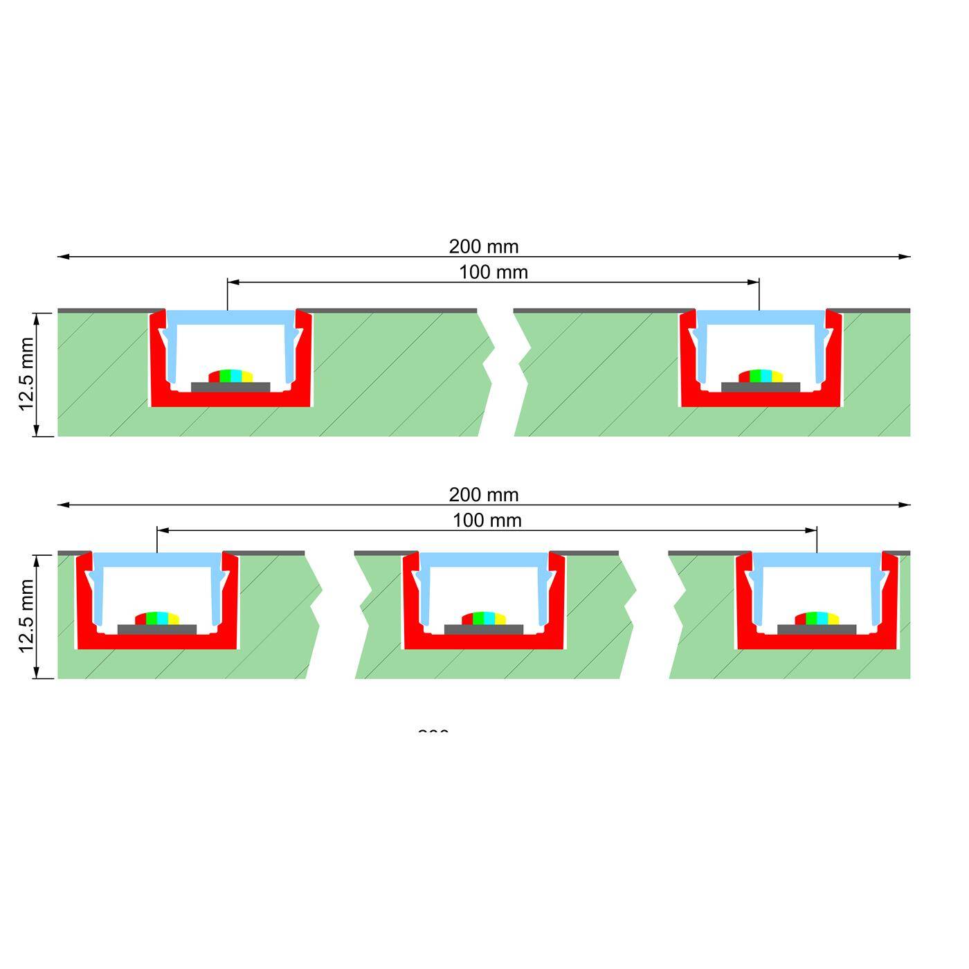 LED Drywall Panel T-Shape 2-3-track for 12mm Strip