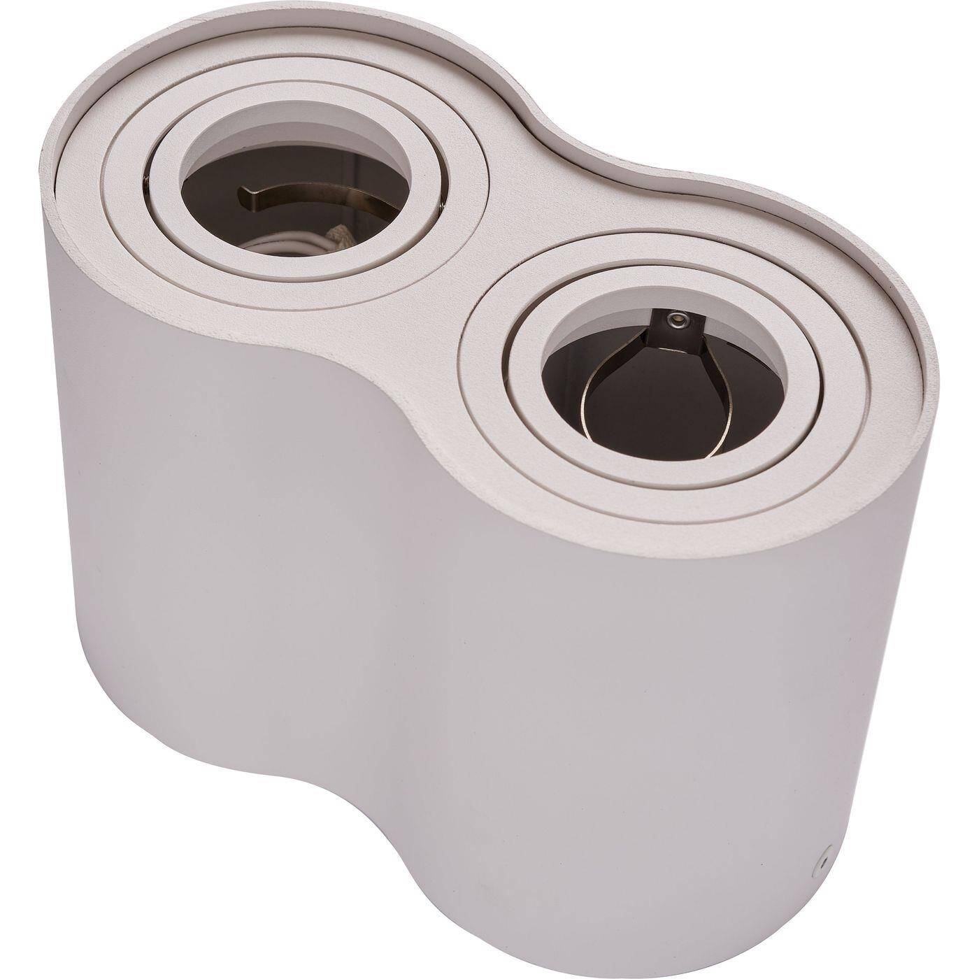 LED Surface mount frame Twin Round 175x95x125mm White Aluminium Swivelling Spot GU10 MR16