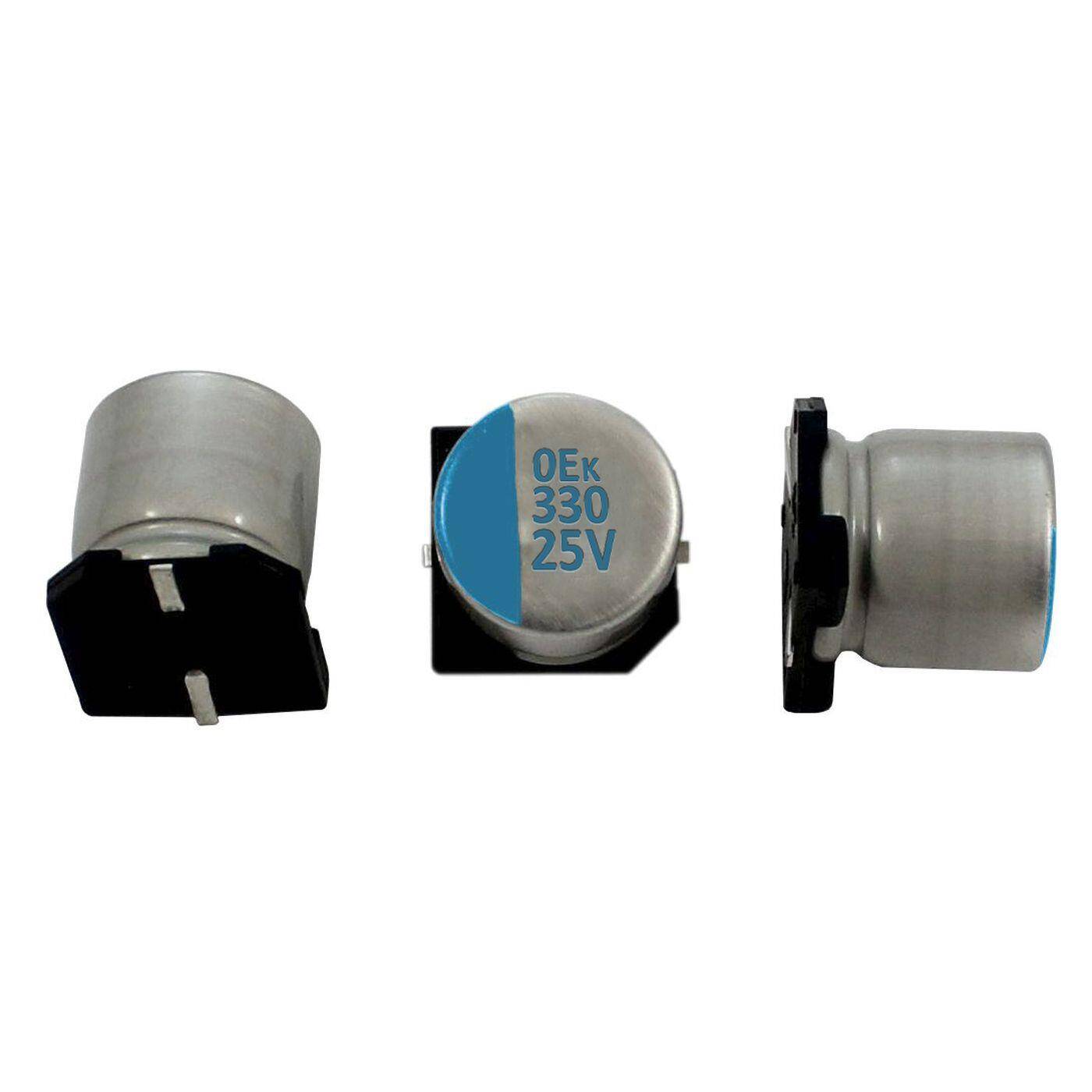 SMD Elko Kondensator 330µF 25V 125°C HVK-25V331MH10STQ-R2 d10x10mm 330uF