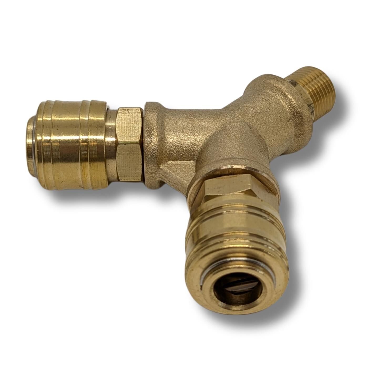 Compressed air distributor 2-fold I with external thread 3/8" I made of brass I Compressed air distributor I Compressed air diverter I Quick coupling I Multiple distributor I for workshops, businesses and DIY enthusiasts