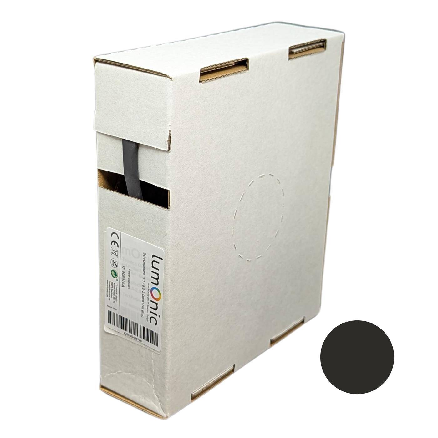 7m Heat shrink tubing Box 3:1 6 -> 2mm Black Flexible