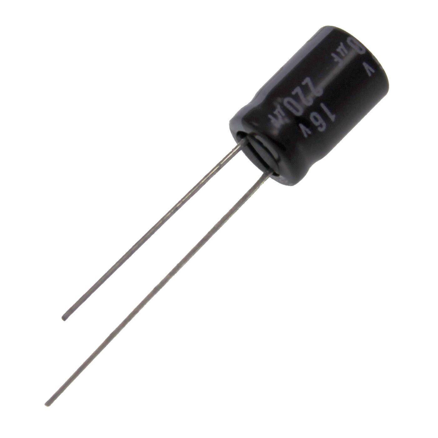 Elko Kondensator Radial 220µF 16V | Elektrolytkondensator bis zu einer Temperatur von 105°C | 8x11,5mm | 220uF EKE00PB322D Vishay