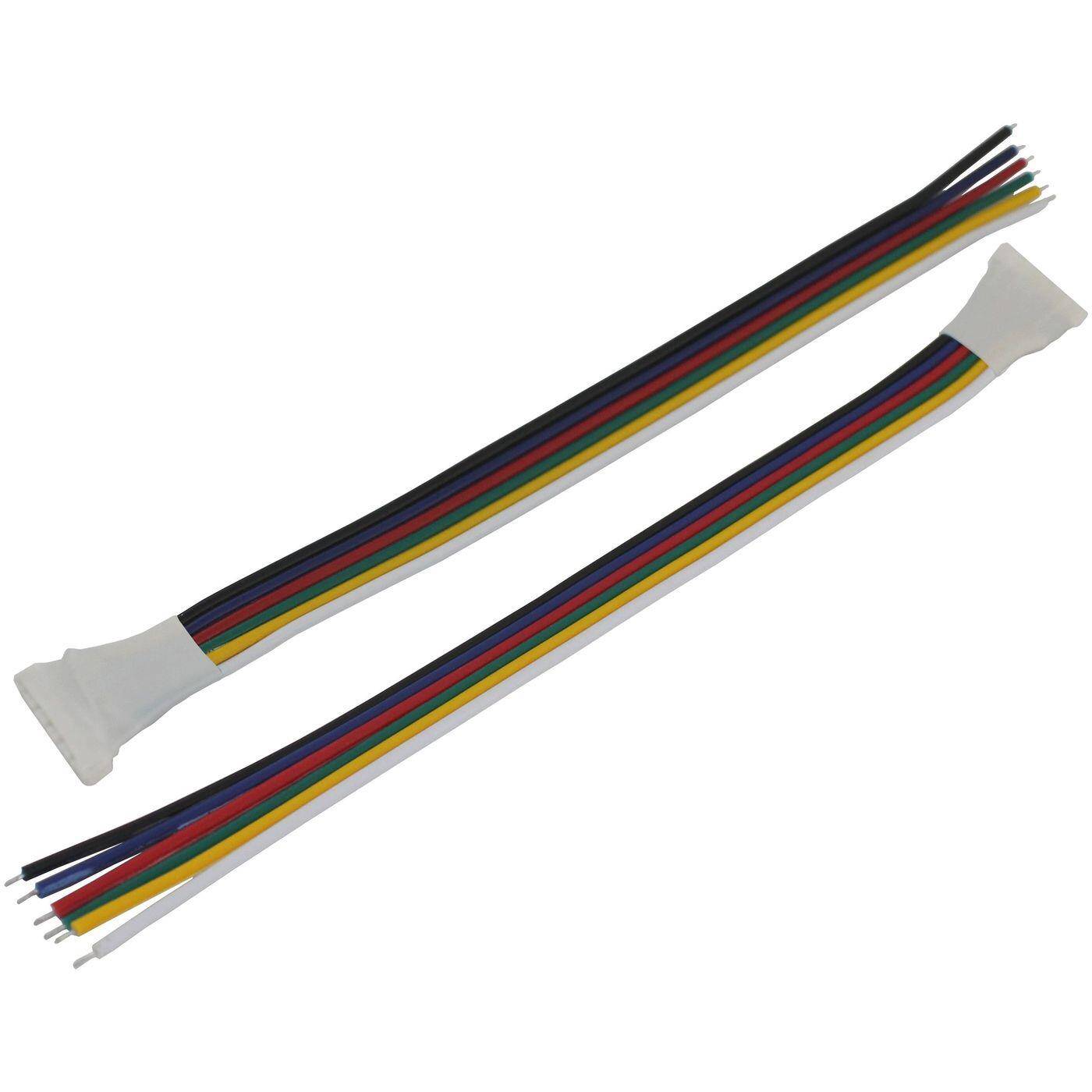 10cm RGBW CCT LED Steckverbinder mit Kabel Schnellverbinder 6 Pin Buchse -> offene Kabelenden