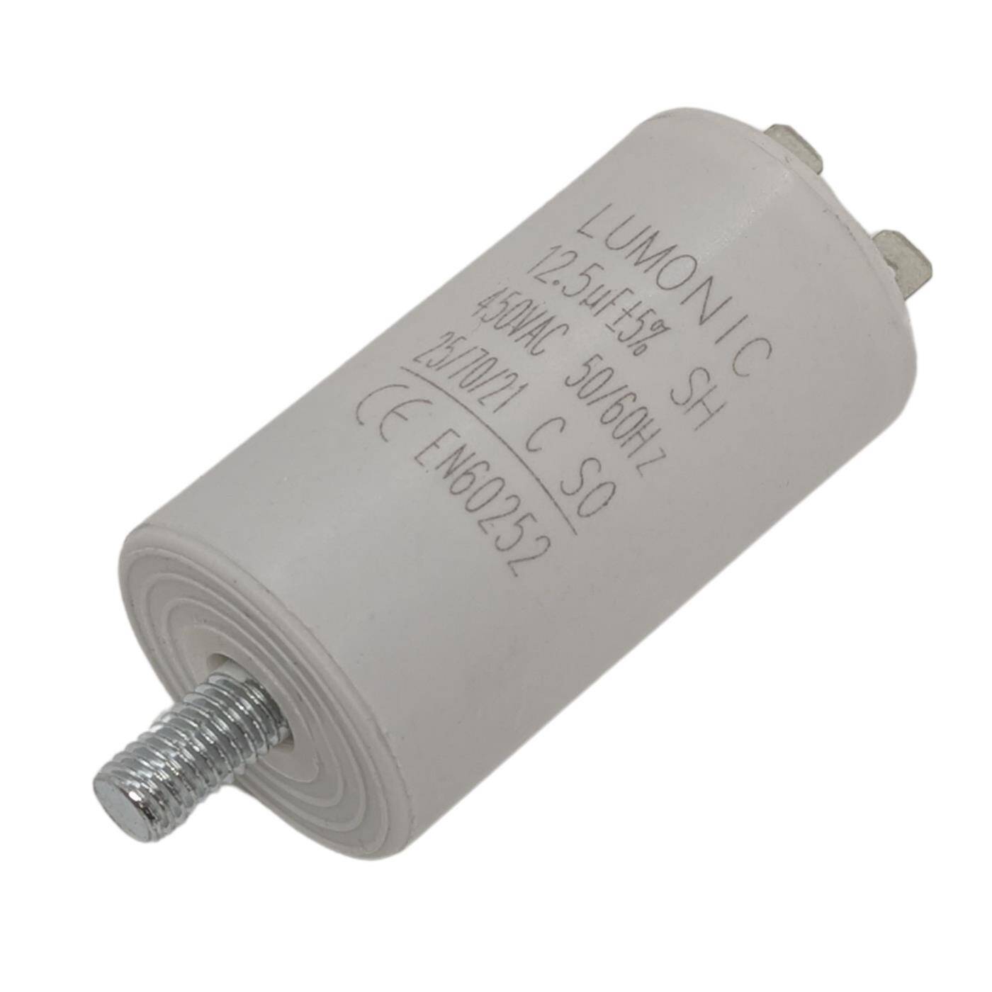 Starting capacitor with Plug 6,3x0,8mm 12,5µF 450V 34x65mm 12,5uF Motor capacitor with plastic housing