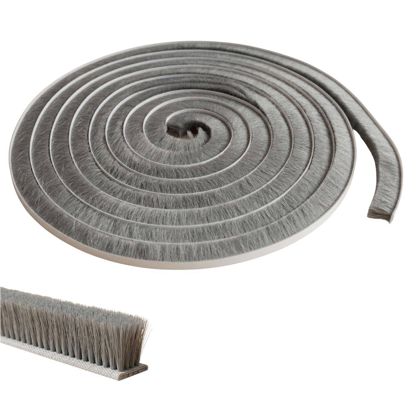Lumonic 5m Bürstendichtung grau 15mm | Selbstklebend + Zuschneidbar | Zugluftstopper, Kälteschutz, Insektenschutz für Fenster, Türen, Schrank
