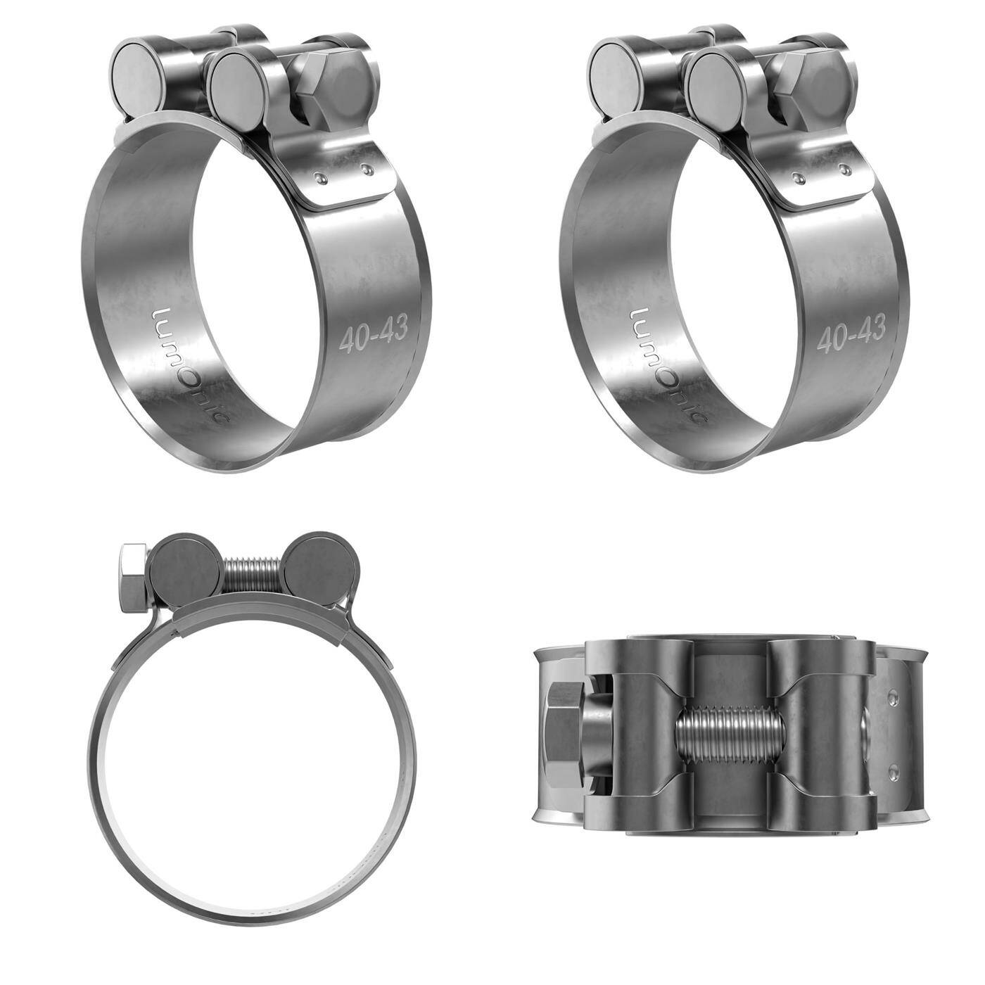 4x Lumonic Gelenkbolzenschelle Edelstahl 40-43mm V2A Auspuffschelle für Bau PKW LKW