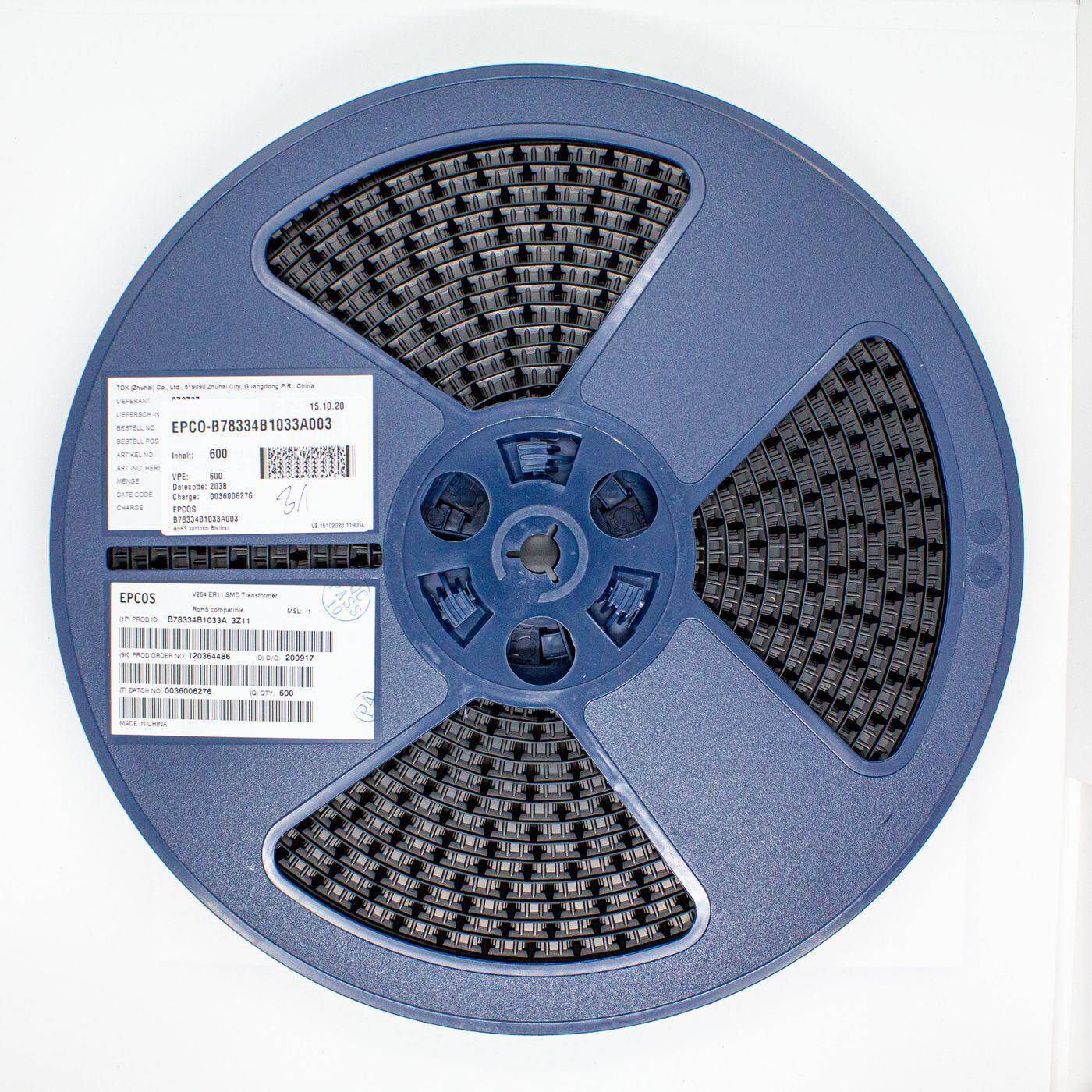 SMD Power transformer 0,1mH 1:1:1:1 -40...+85°C 13x12x6,4mm ER11 Epcos B78334B1033A003