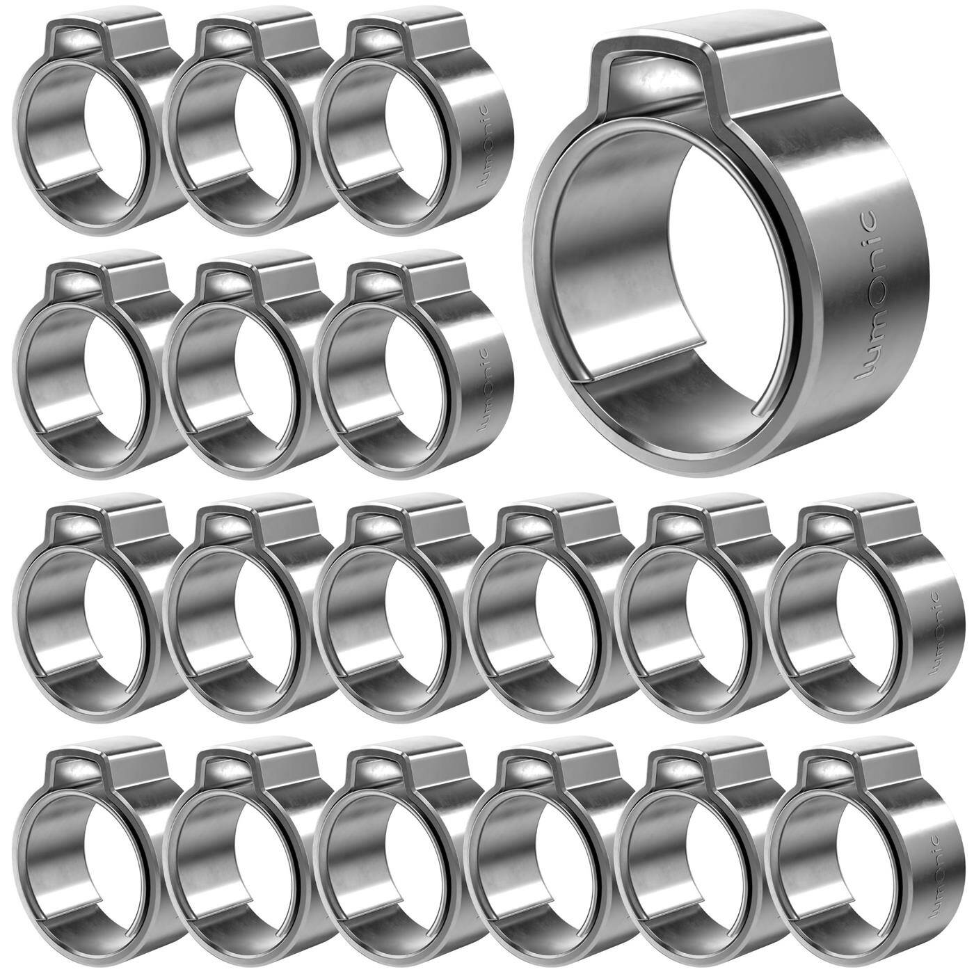 Lumonic I 20x 1-Ohr-Schelle 10,3-12,8mm I V2A Edelstahl I Einohrschelle I Schlauchschelle I für Druckluft, Rohrsysteme, Garten, KFZ