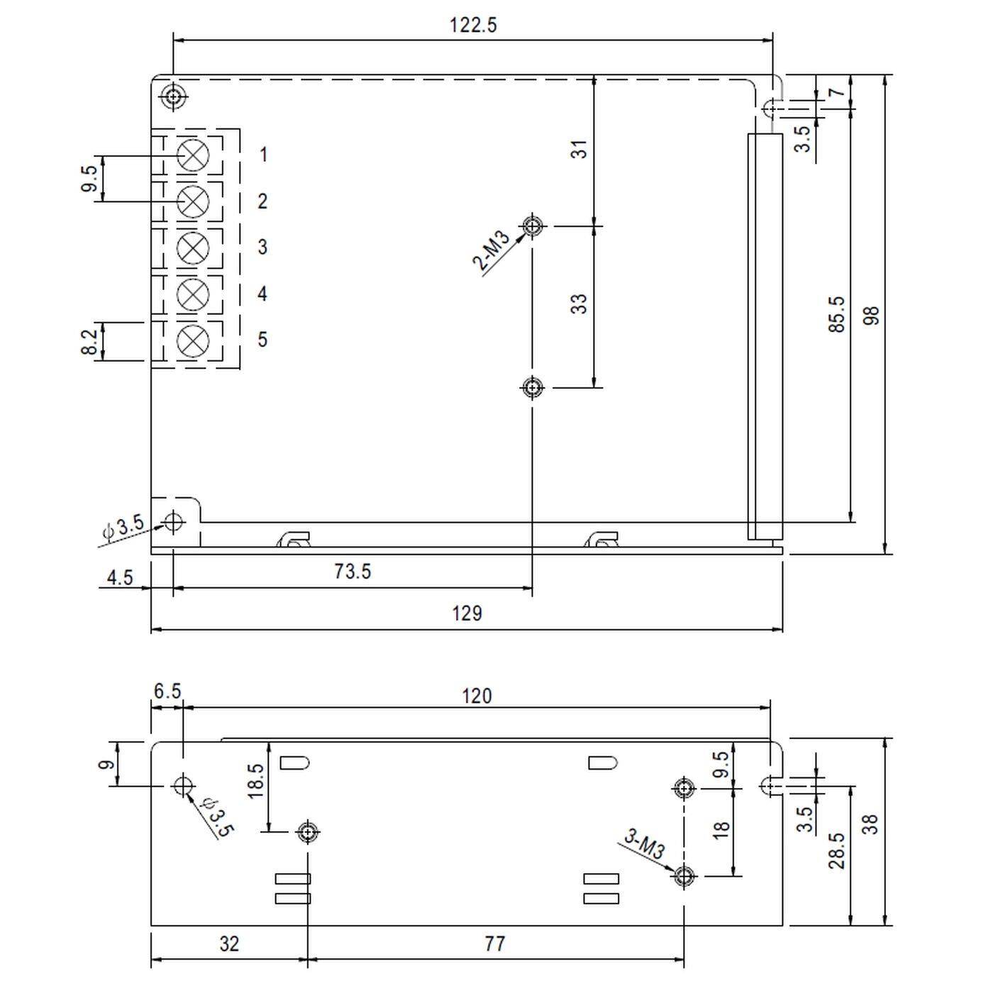 RS-75-12 75W 12V 6A Industrielles Netzteil