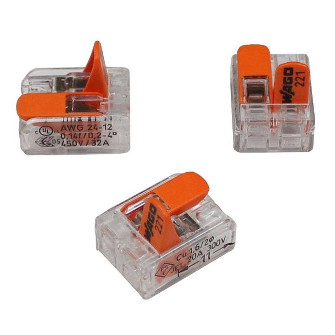Wago Klemme 221-412 32A 450V Verbindungsklemme 2-polig mit Hebel Wago Klemme 221-412 32A 450V Verbindungsklemme 2-polig mit Hebel