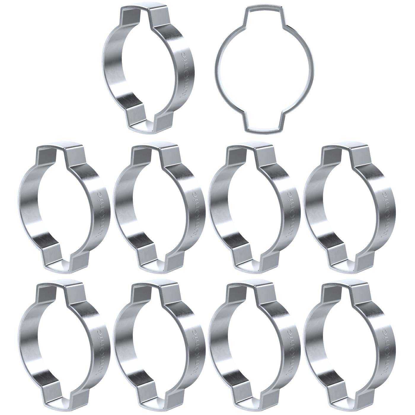 10x 2-ear clip 28-31mm Steel Galvanised Two-ear clamp Hose clamp for Compressed air, Pipe systems, Garden, CAR