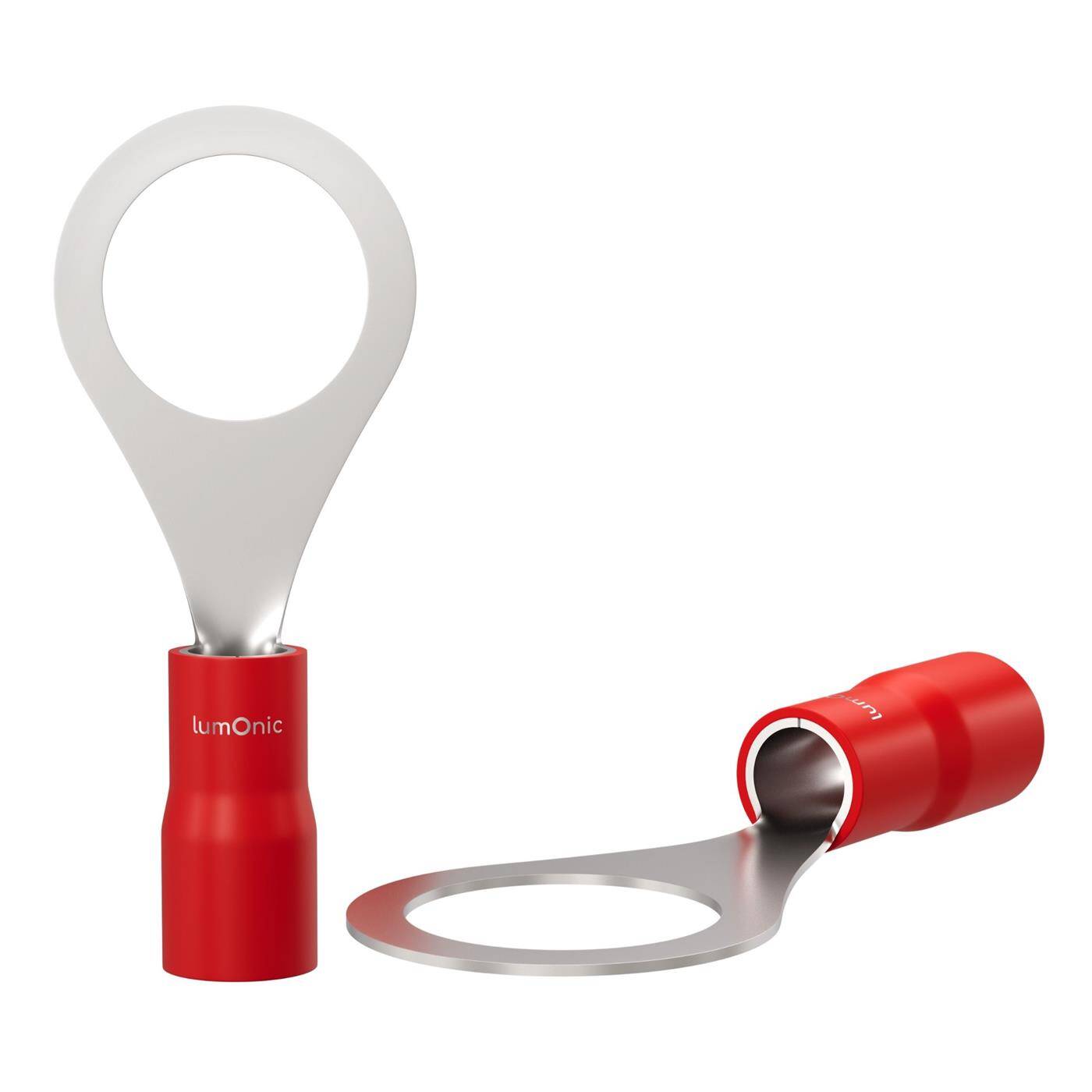 Lumonic 25x Ringkabelschuh 0,5-1,5mm² teilisoliert | M8 | Kupfer verzinnt | sichere Kabelverbindung ohne Löten | Set, Crimp-Kabelschuh, Quetschverbinder, Ringöse | KFZ, Maschinenbau, Wohnmobil, Batterie