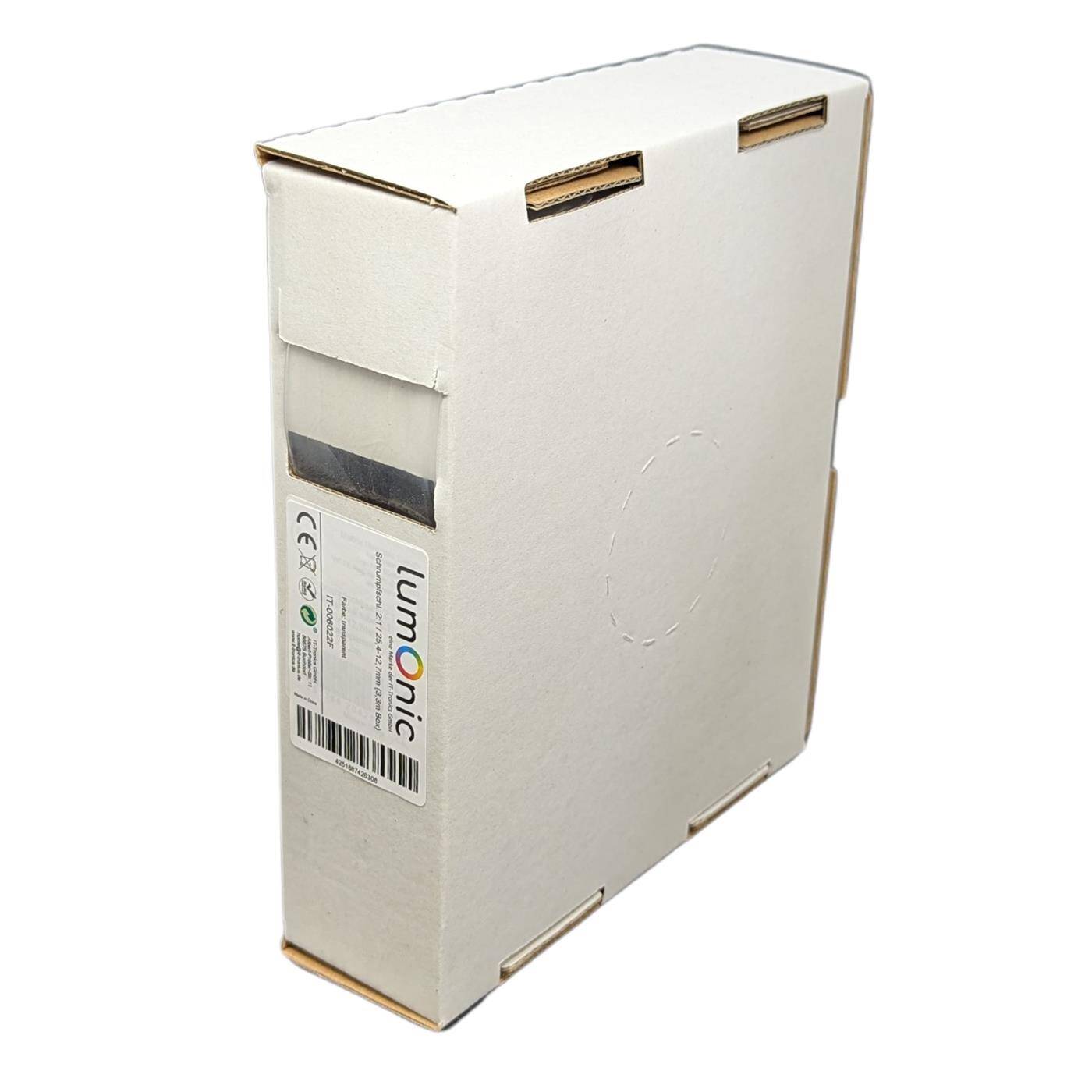 3,3m Heat shrink tubing Box 2:1 25,4 -> 12,7mm Transparent Flexible