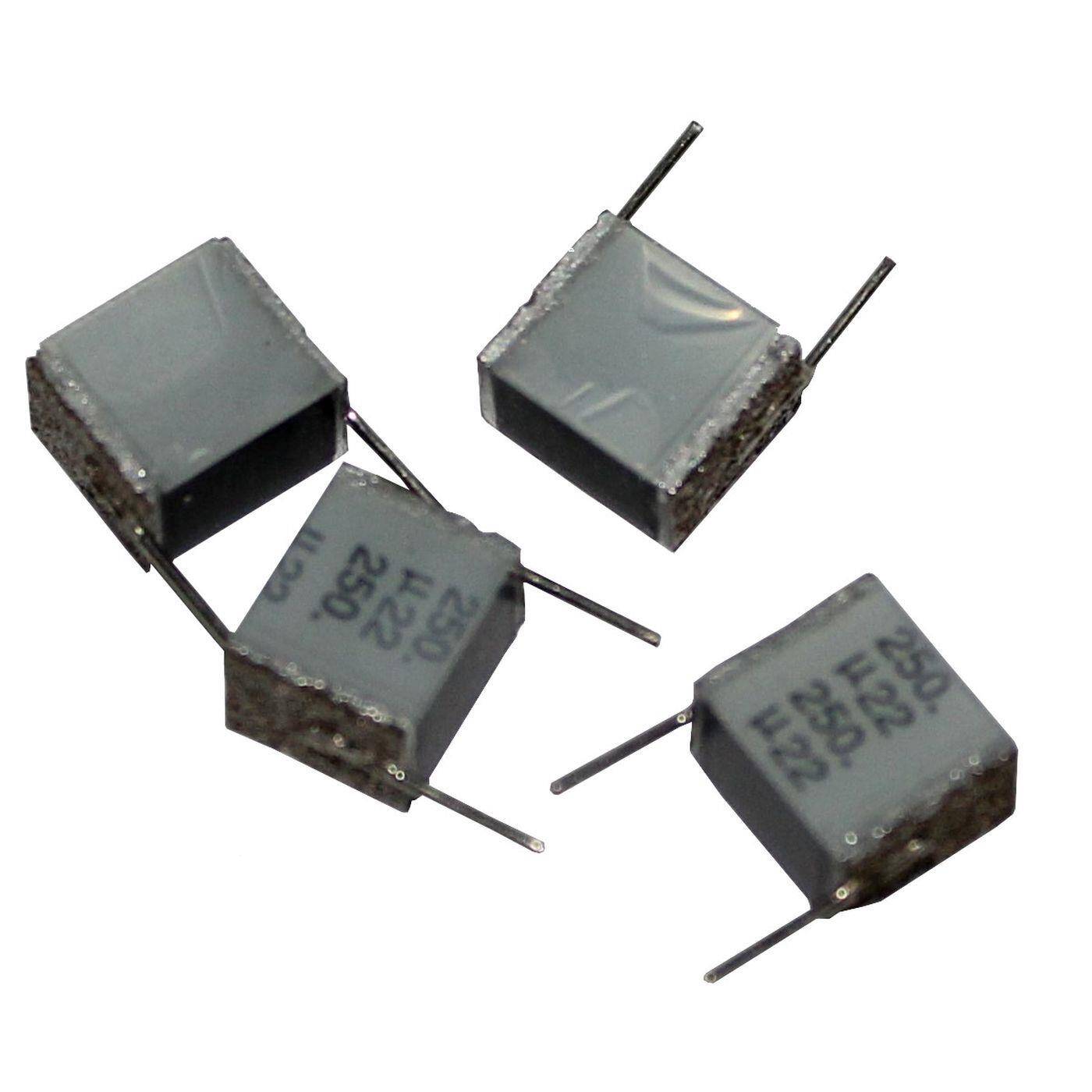 Epcos MKT Folien Kondensator | 0,22µF 250V DC I 2-Pin Anschluss I 2-Pin I 0,22uF, 220nF I Kondensator für Frequenzweichen von Lautsprechern oder zur Entstörung von elektrischen Geräten