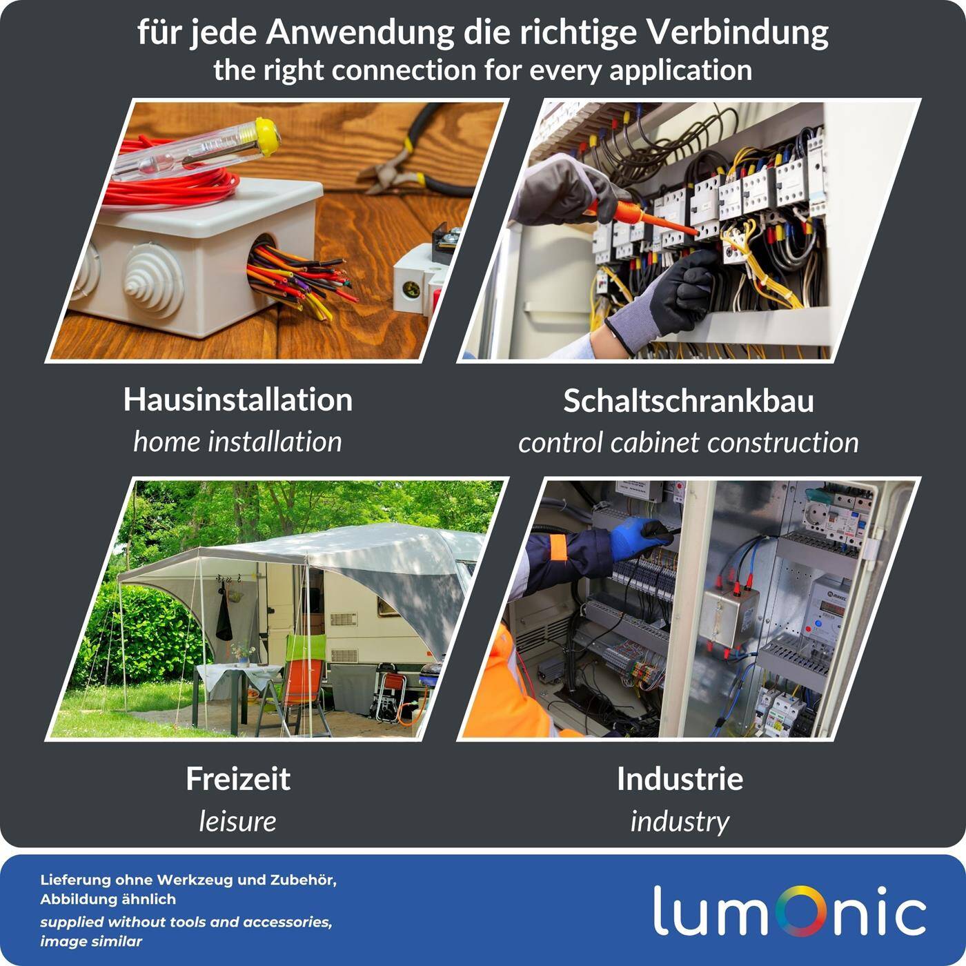 Lumonic 25x Stiftkabelschuh 1,5-2,5mm² Blau | Kupfer verzinnt | sichere Kabelverbindung ohne Löten | Crimp-Kabelschuh ideal für Lüsterklemmen | KFZ, Maschinenbau, Wohnmobil