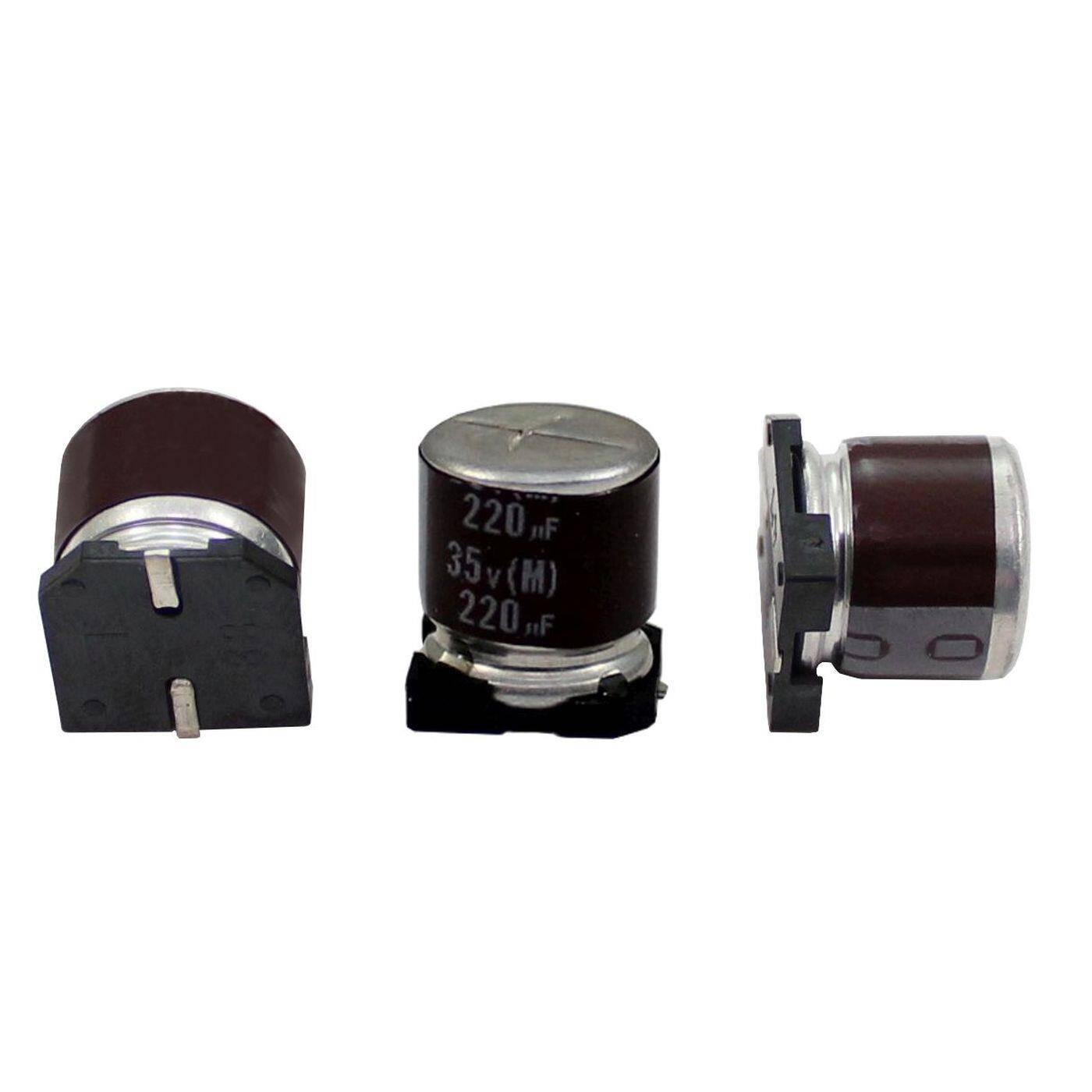 SMD Elko Kondensator 220µF 35V | Elektrolytkondensator bis zu einer Temperatur von 105°C | 10x10mm | 220uF RVZ-35V221MH10MTQ-R2 Elna