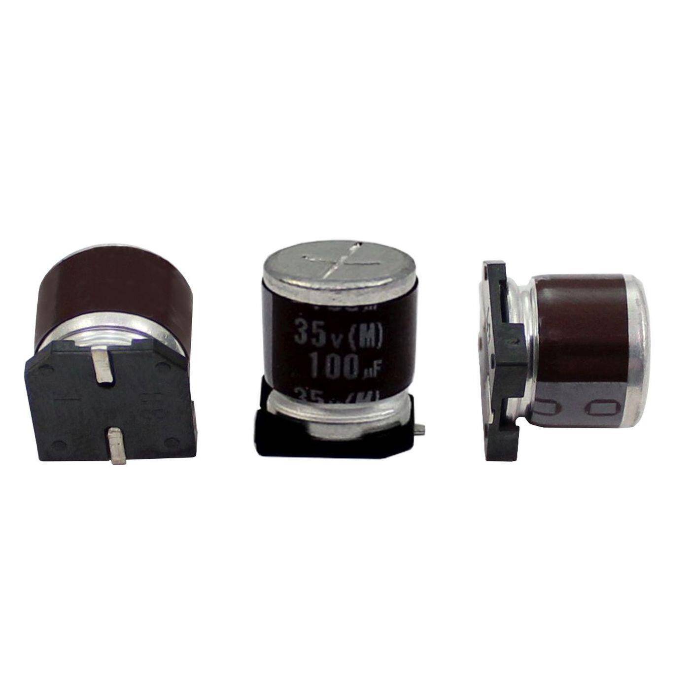 SMD Elko Kondensator 100µF 35V | Elektrolytkondensator bis zu einer Temperatur von 105°C | 8x10,5mm | 100uF RVZ-35V101MGA5U-R2 Elna