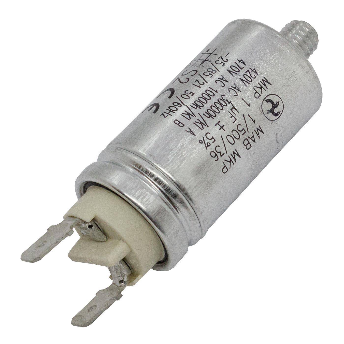 Lumonic Anlaufkondensator Hydra MKP-500 1-A inkl. Stecker 6,3x0,8mm | Motorkondensator 1µF 450V 25x48mm I Kondensator mit hochwertigem Metallgehäuse