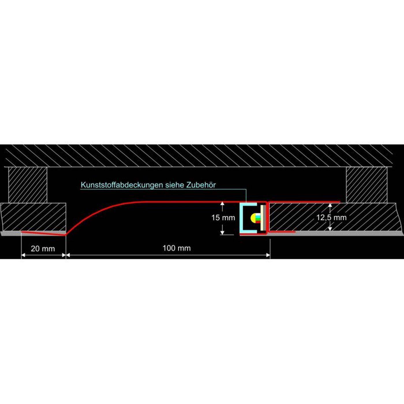 2m LED Drywall profile R10-F with reflector viewing leg for Plasterboard Steel Zinc sheet