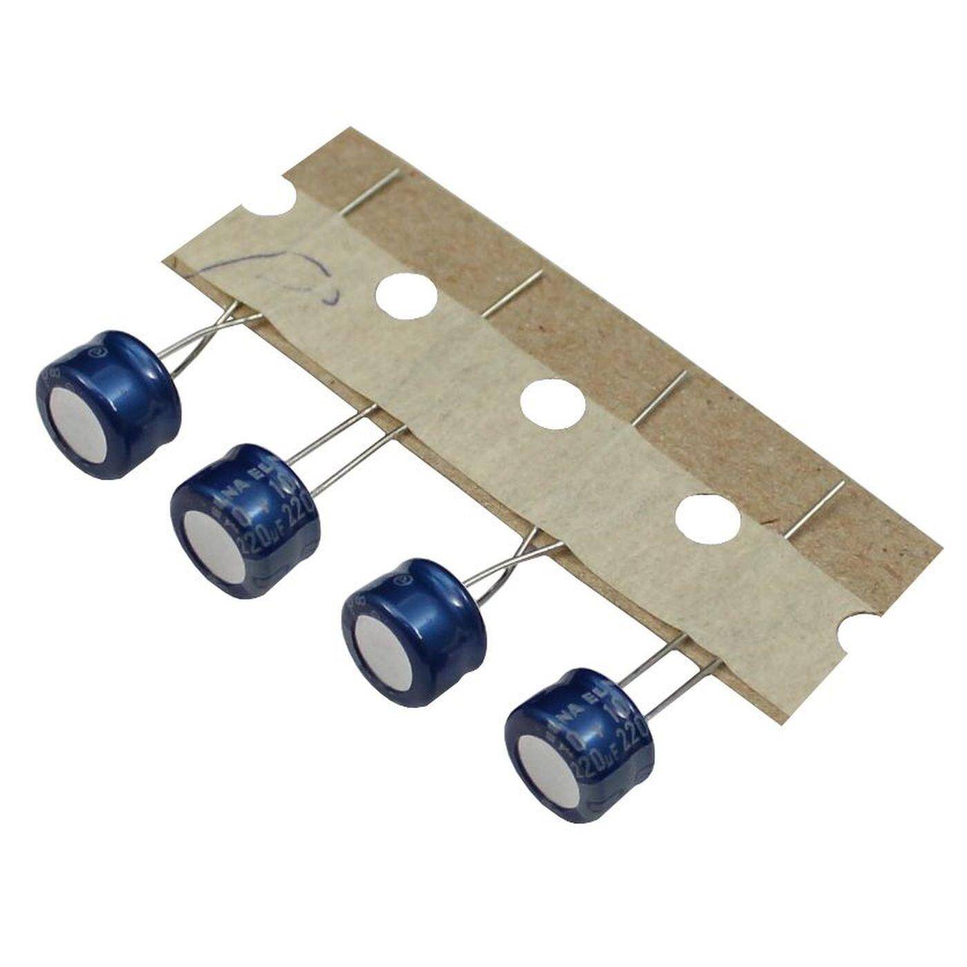 Elko Kondensator Radial 220µF 10V | Elektrolytkondensator bis zu einer Temperatur von 85°C | 8x5mm | 220uF RC3-10V221MG0#-T58 Elna