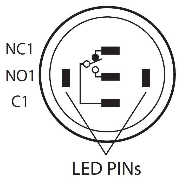 Stainless steel Pressure switch domed Ø16mm Ring LED Green IP65 2,8x0,5mm Pins 250V 3A Vandal-proof