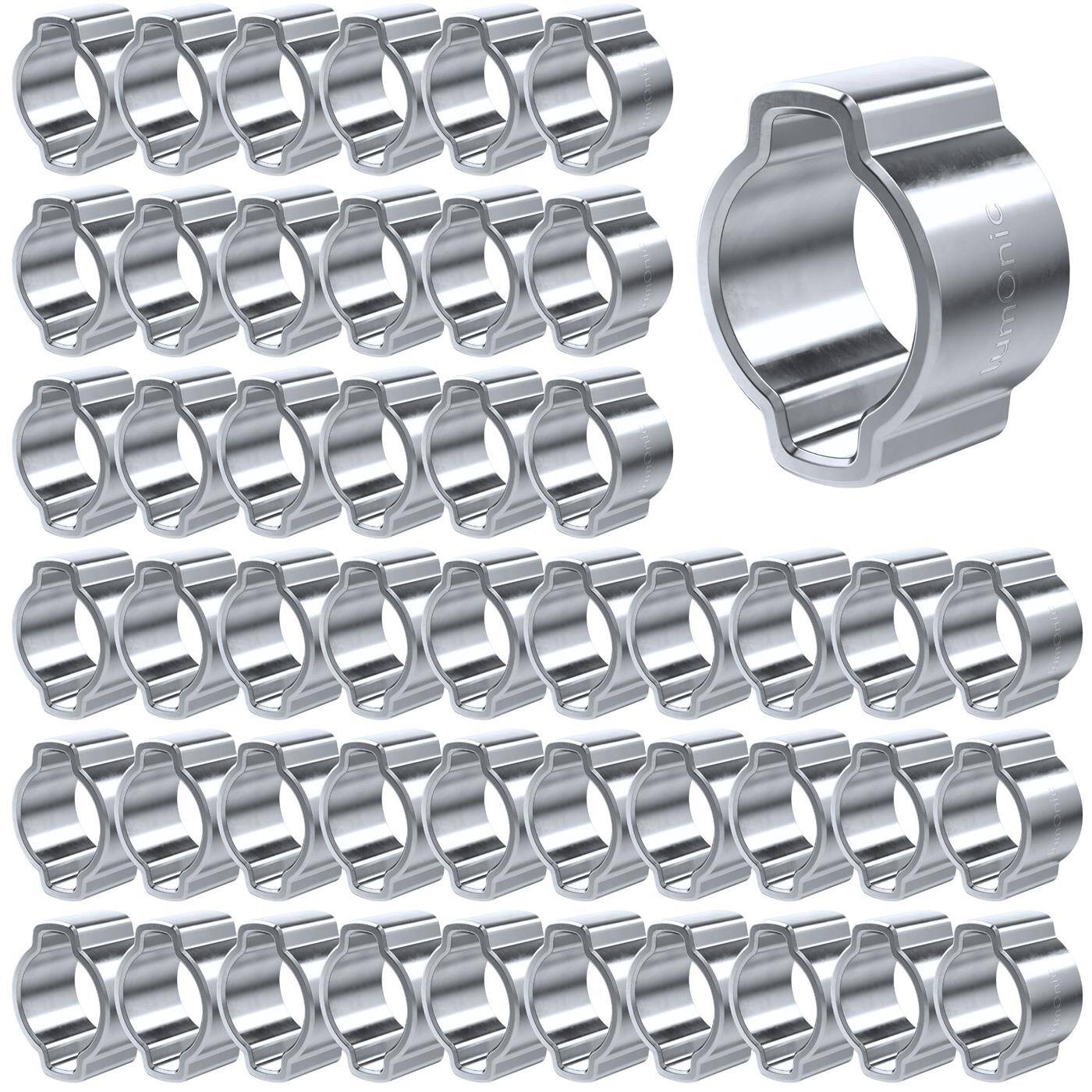 50x 2-Ohr-Schelle 5-7mm Stahl Verzinkt Zweiohrschelle Schlauchschelle für Druckluft, Rohrsysteme, Garten, KFZ