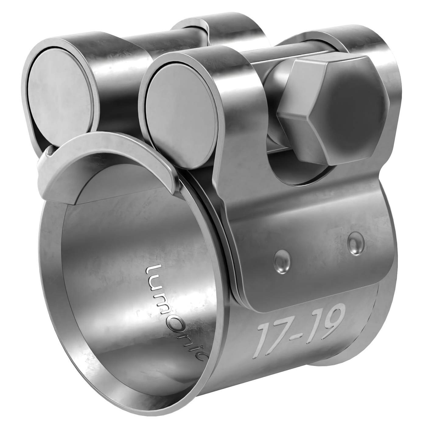 1x Lumonic Gelenkbolzenschelle Edelstahl 17-19mm V2A Auspuffschelle für Bau PKW LKW