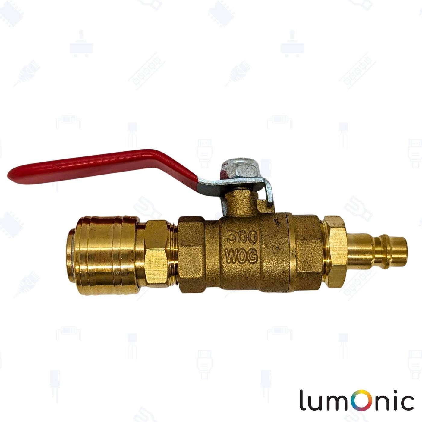 Ball valve 3/8 Customs with quick coupling and plug Corrosion-resistant brass Stopcock for compressed air Workshop