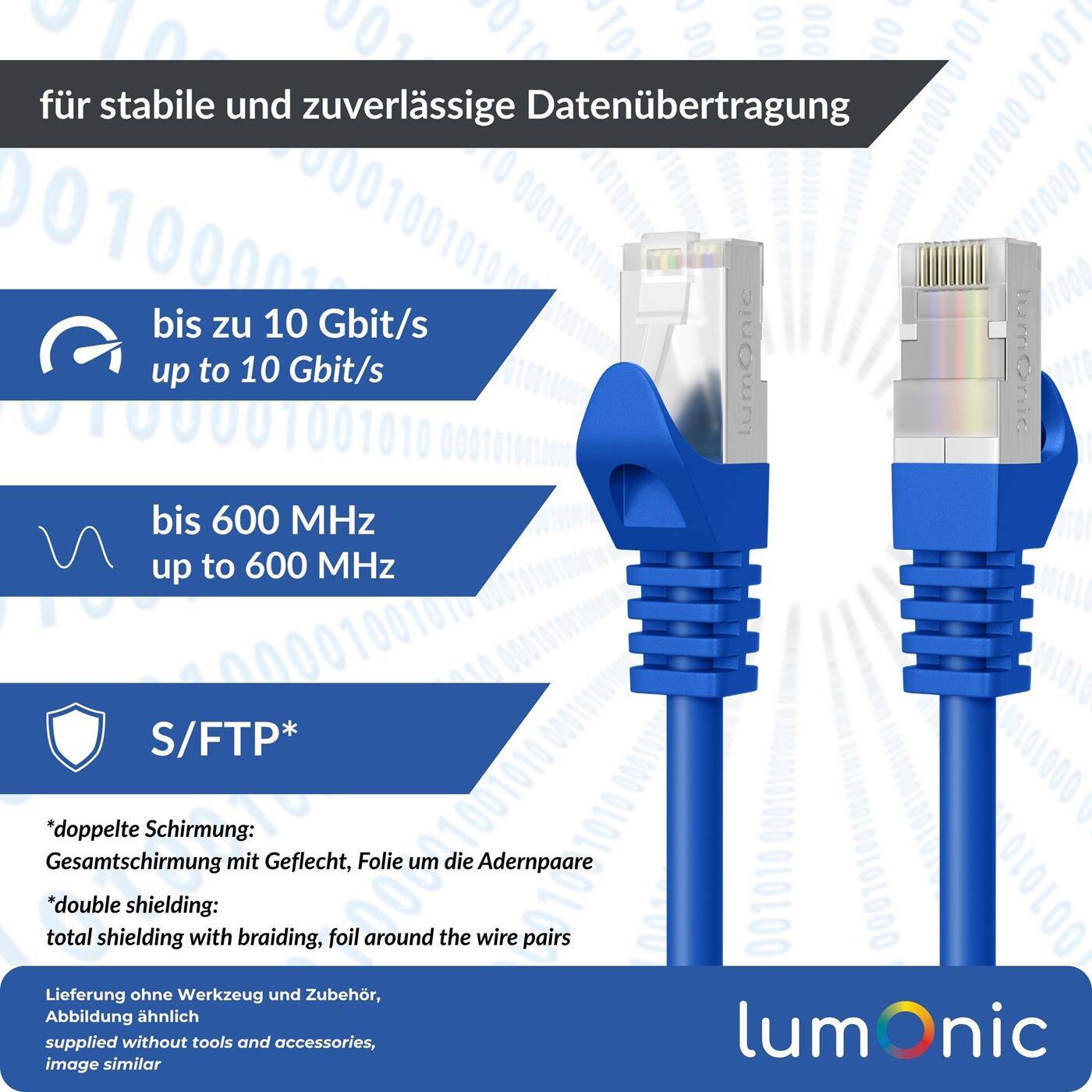 Lumonic CAT7 Patchkabel S/FTP 1,5m | RJ45 | Blau | Ethernet LAN | Netzwerkkabel