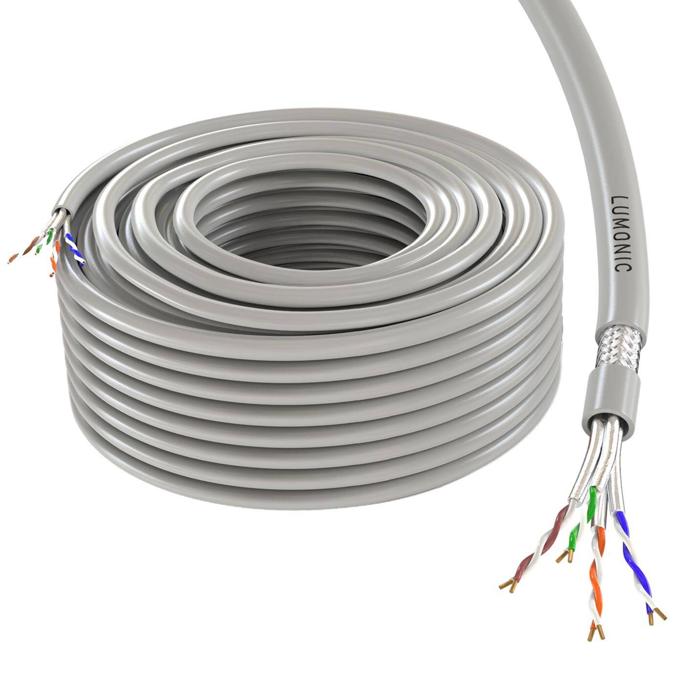 Lumonic LAN Netzwerkkabel 50m | LAN Kabel CAT6 S/FTP | Patchkabel  4x 2x AWG26/7 (verseilt) | 250MHz 10 Gbit/s Ethernet