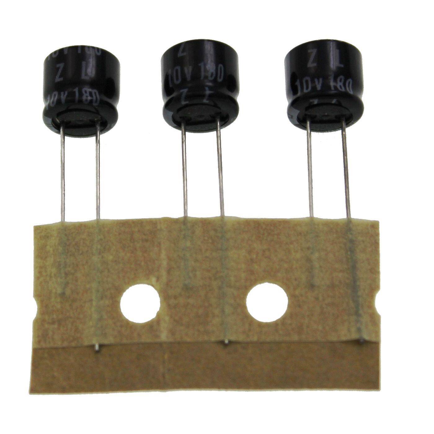 Elko Capacitor Radial 180µF 10V | Electrolytic capacitor up to a temperature of 105°C | 8x7mm | 180uF 10ZL180MTZ Rubycon