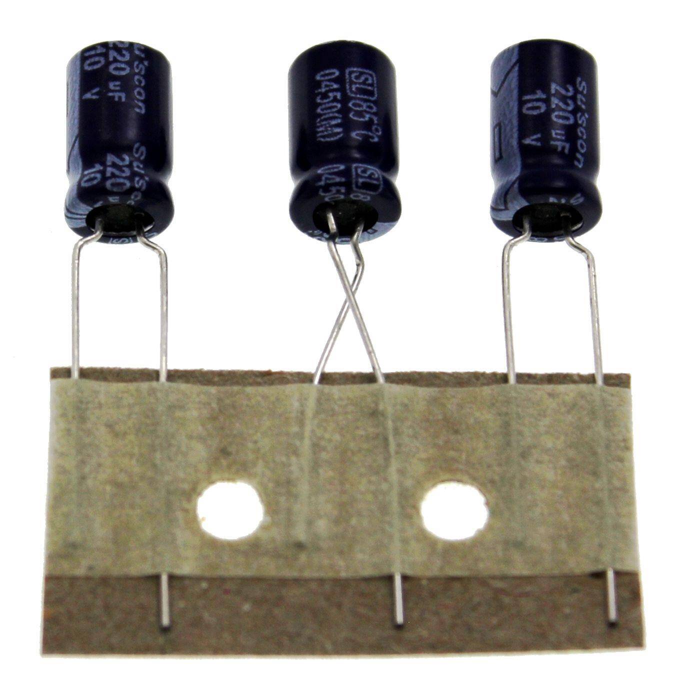 Elko Capacitor Radial 220µF 10V | Electrolytic capacitor up to a temperature of 85°C | 63x11mm | 220uF SL010M221E11P50R Suscon