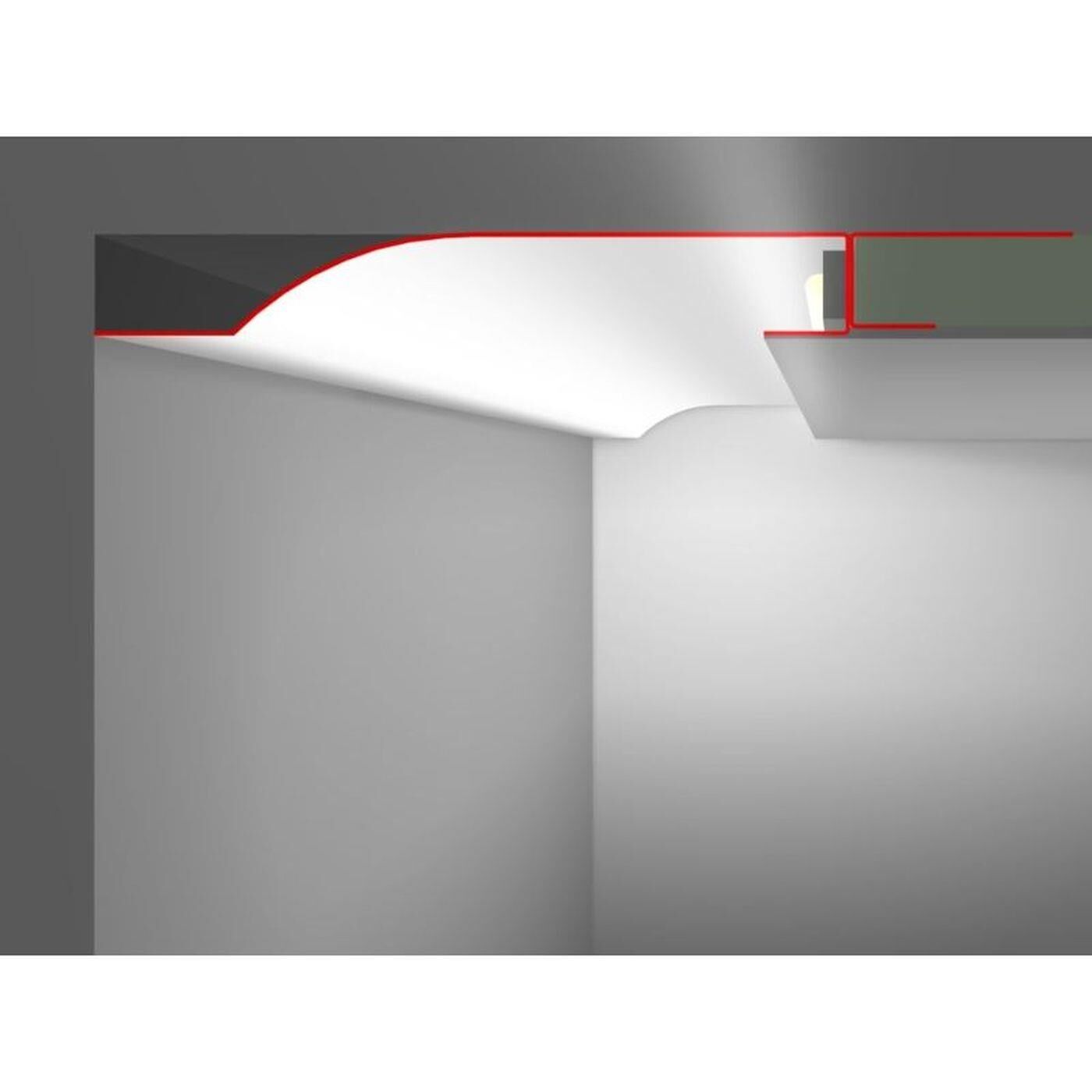 2m LED Drywall profile R10-R with reflector viewing leg for Plasterboard Steel Zinc sheet