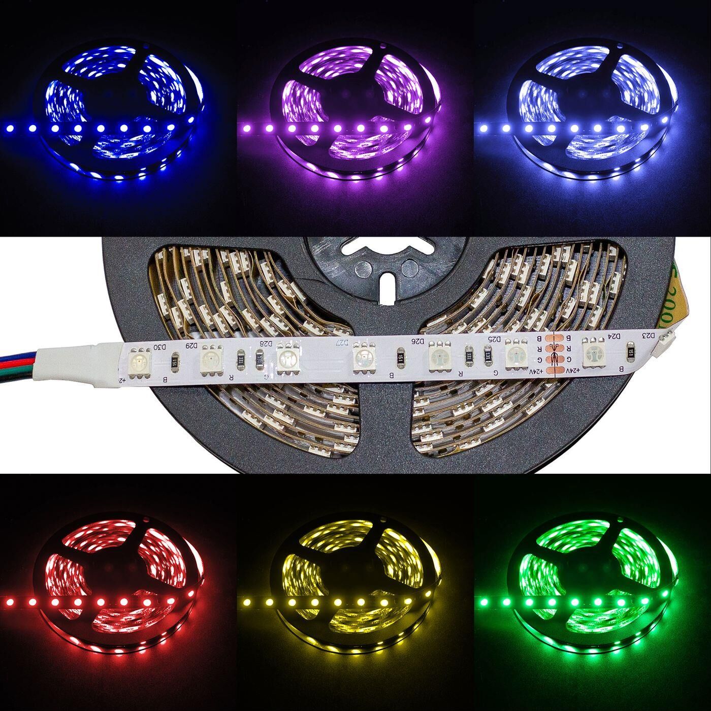 5m (500cm) RGB LED Streifen Band Leiste 24V IP20 300LEDs 60LED/m SMD5050