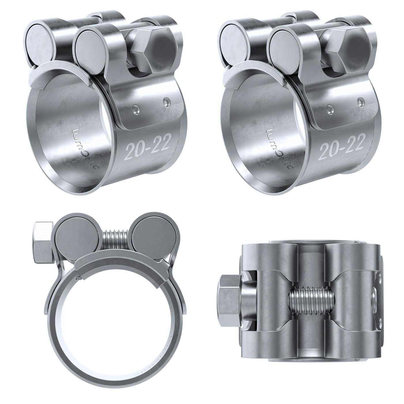 4x Lumonic Gelenkbolzenschelle 20-22mm  Auspuffschelle für Bau PKW LKW