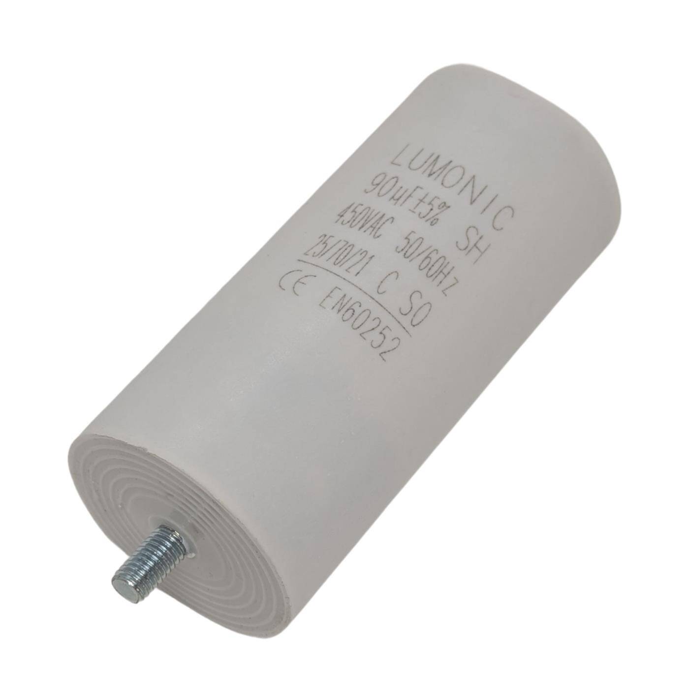 Anlaufkondensator mit Stecker 6,3x0,8mm 90µF 450V 55x120mm 90uF Motorkondensator mit Kunststoffgehäuse