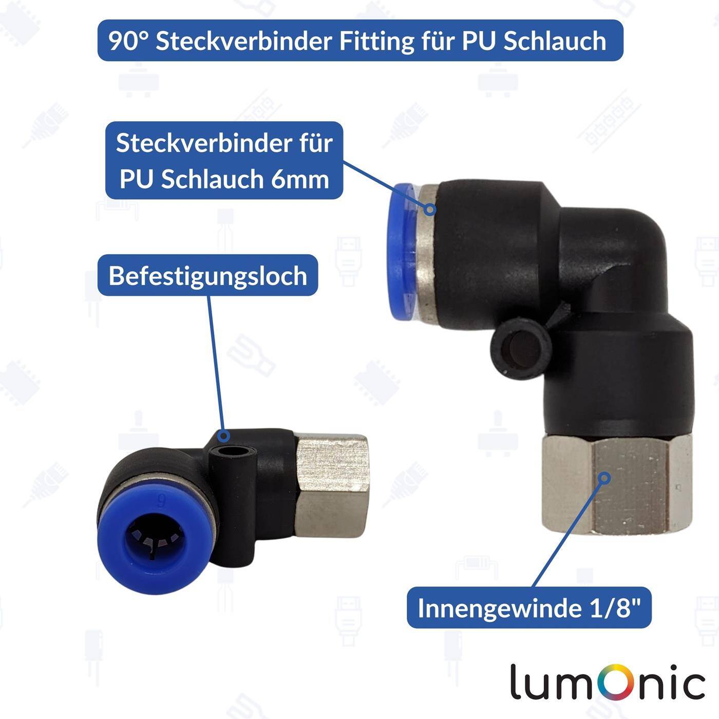 PU hose 90° plug connector fitting with female thread 6mm*1/8inch Angle connector L-connector Pneumatic plug connector Fitting Compressed air