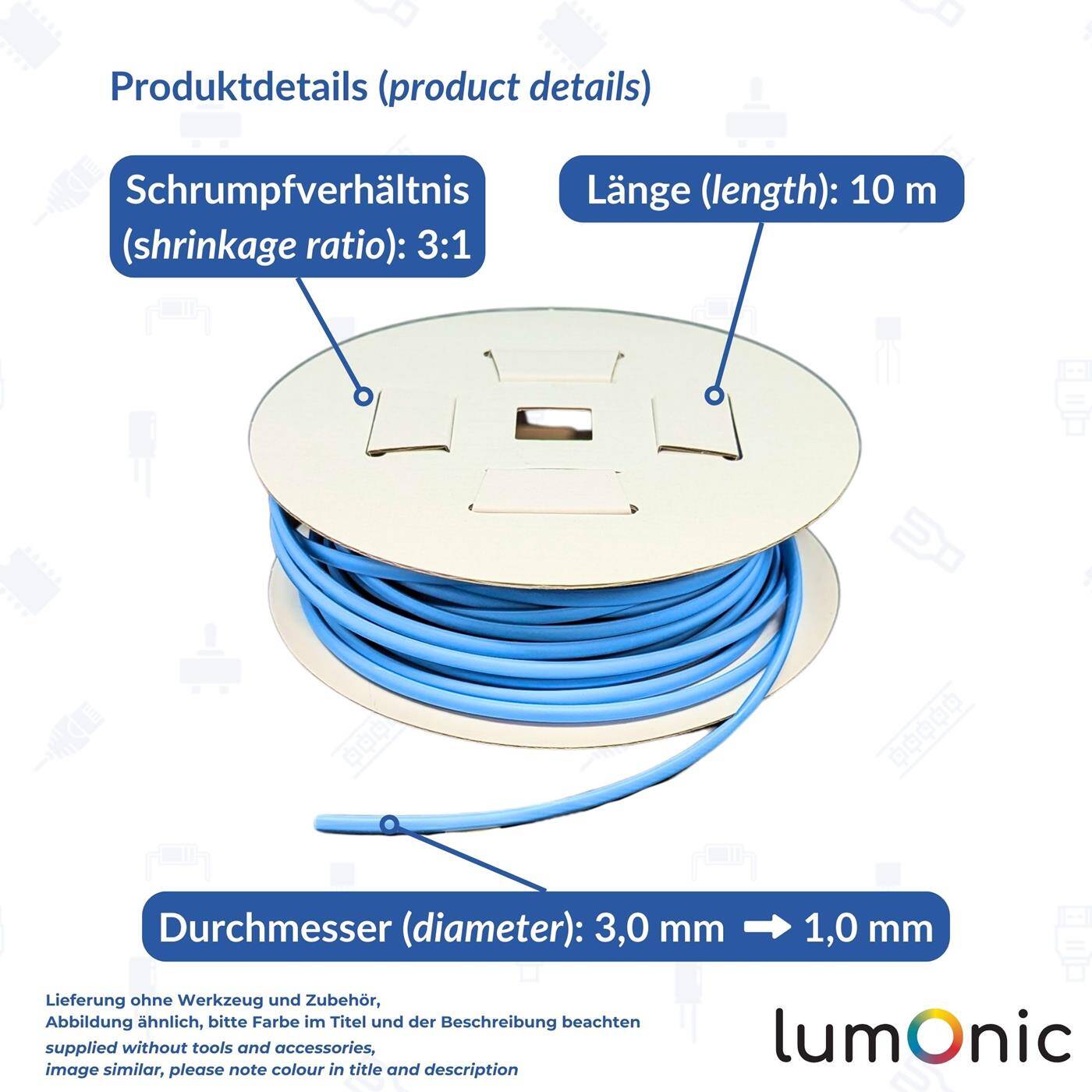 10m Schrumpfschlauch Box 3:1 3 -> 1mm Transparent Flexibel