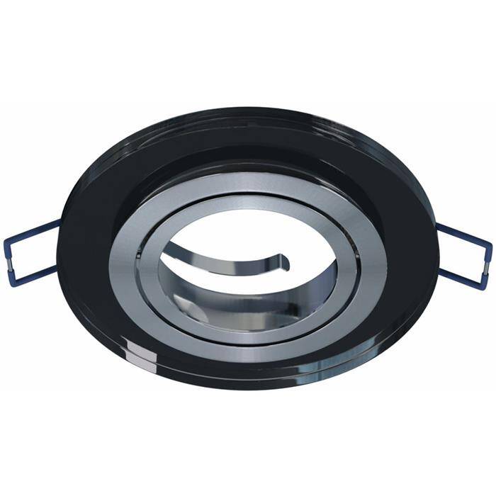 LED Einbaurahmen Rund 90x25mm Schwarz Glas 8mm Schwenkbar Spot GU10 MR16