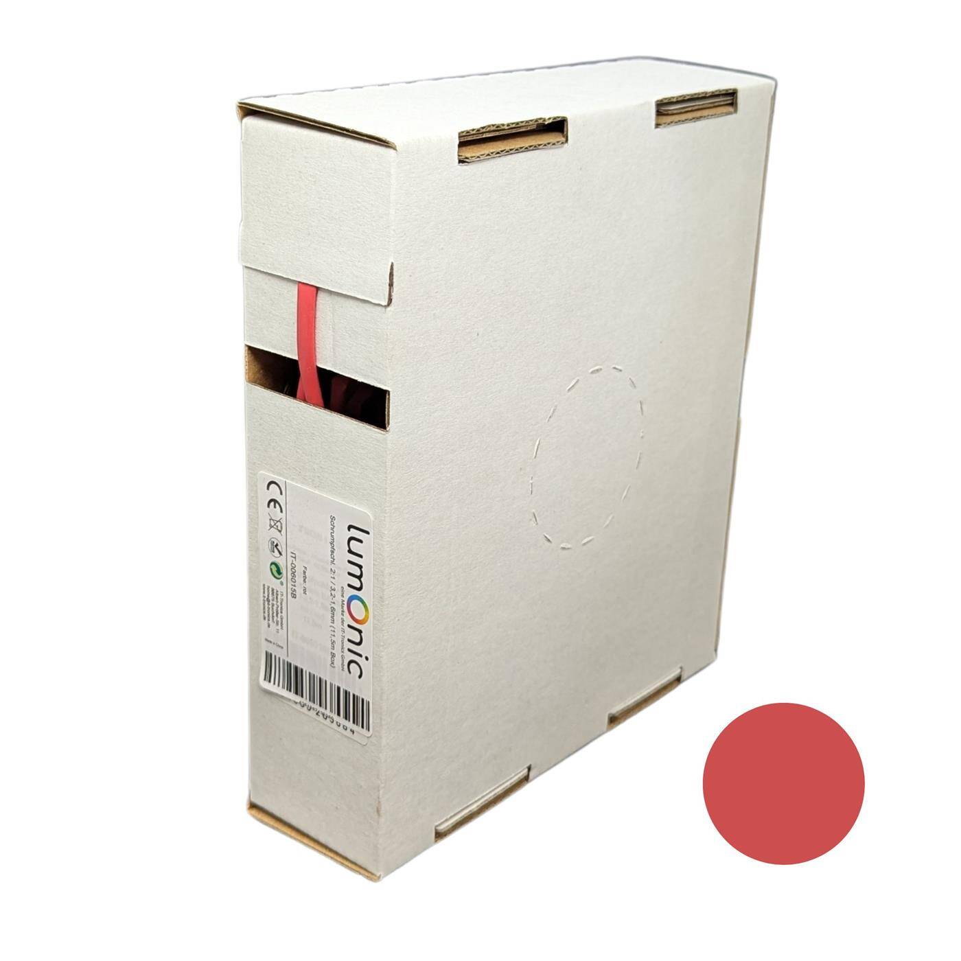 11,5m Heat shrink tubing Box 2:1 3,2 -> 1,6mm Red Flexible