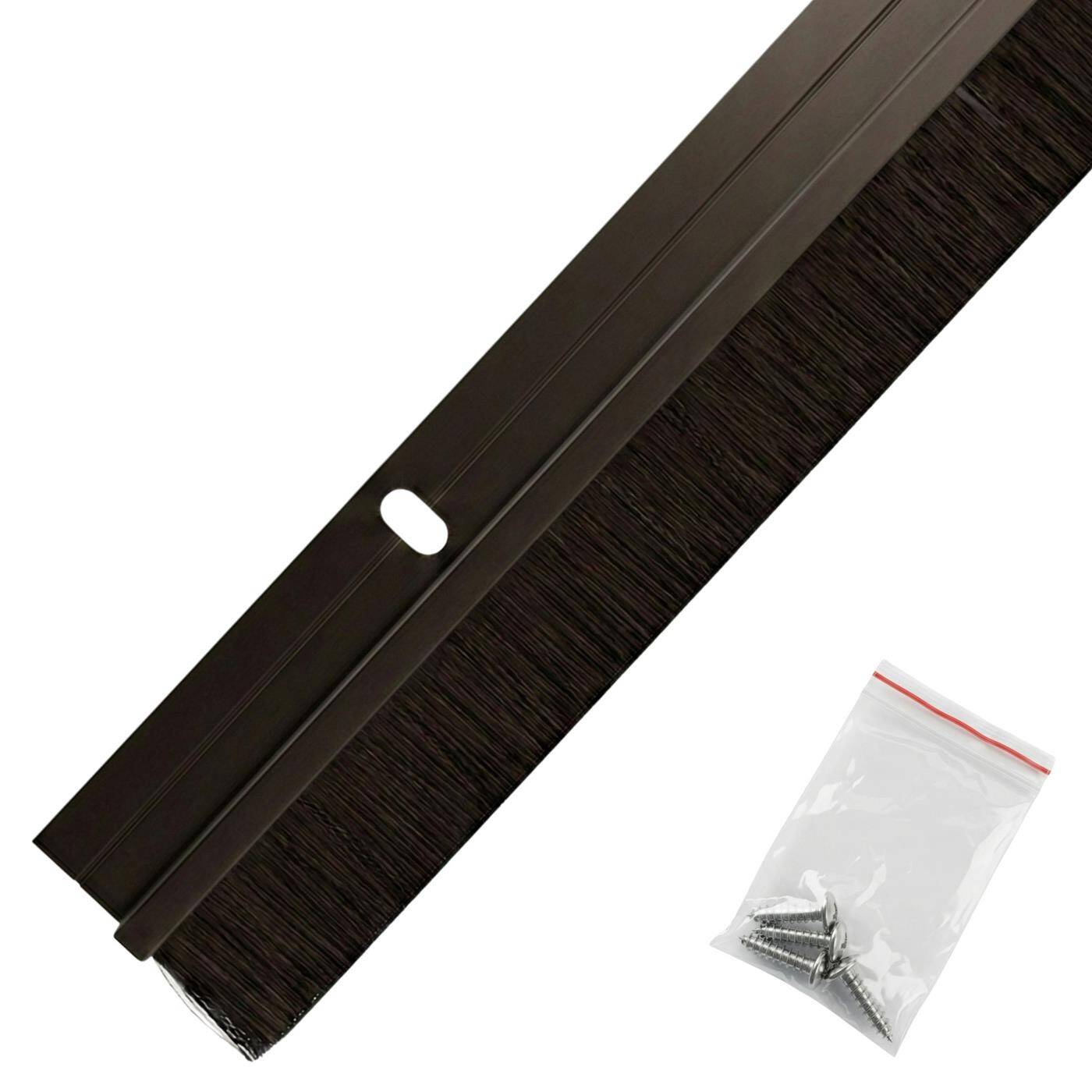 Lumonic 1m Brush seal 20mm | Aluminum profile brown | Saves heating costs | Screwable + Can be cut to size | Door bottom seal as draught excluder, cold protection, insect protection for doors
