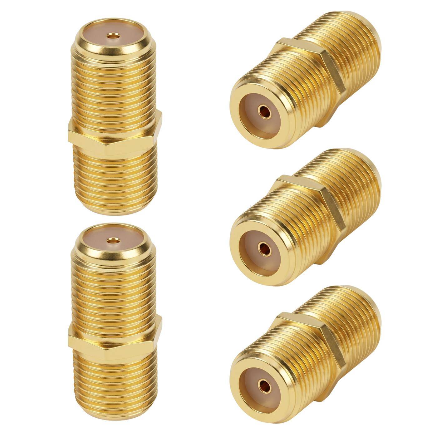 Lumonic 5 Piece F-connector gold-plated | SAT cable extension | Coaxial cable connector | F-socket coupling | for antenna cable, LNB, cable internet