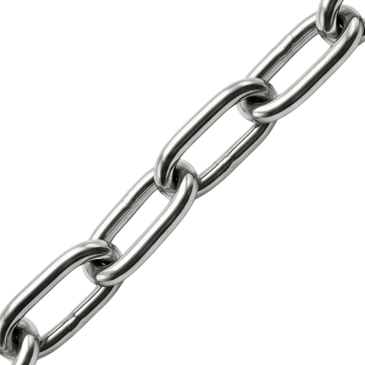 Lumonic 2m Chain V4A stainless steel | 8mm | Long-limbed | Stainless + seawater resistant | Rain chain, hanging basket, barrier chain