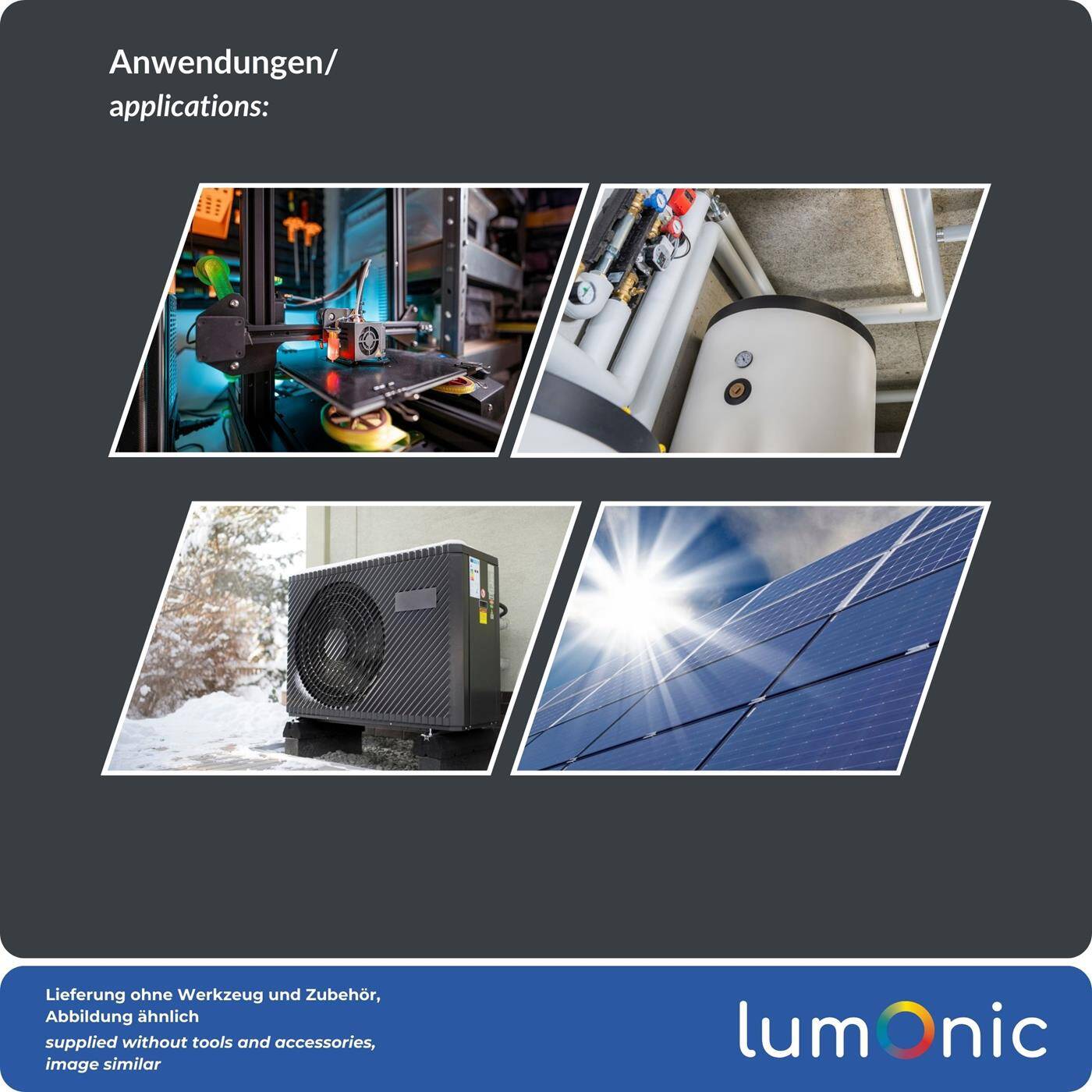 Lumonic Temperaturfühler PT1000 mit Silikonkabel 1m I -50...200°C I 6mm I 2-Leiter-Anschluss I IP65 I Temperatursensor Fühler I für Heizung, Wärmepumpe, Fotovoltaik, Automation