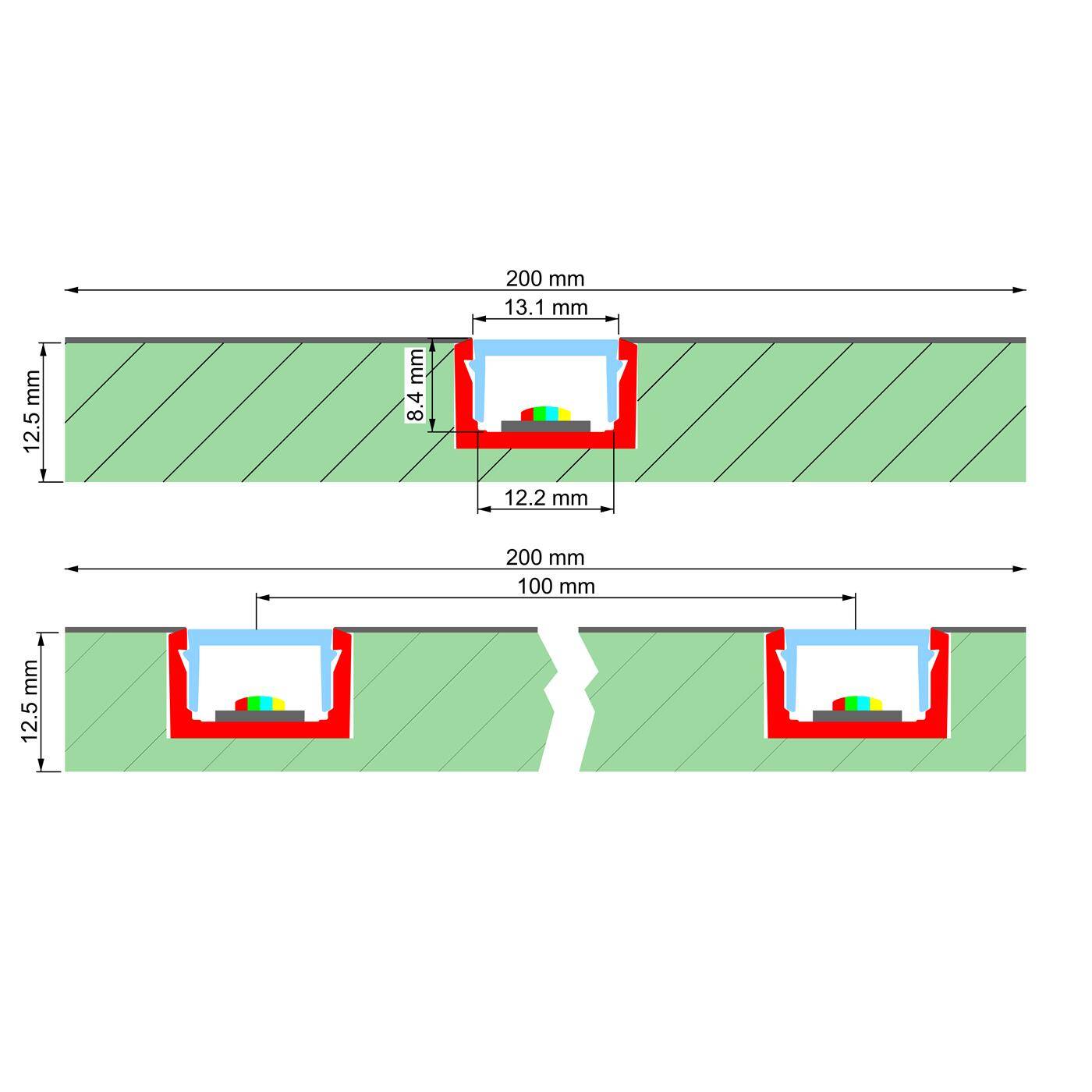 LED Drywall Panel Y-Shape 1-2-track for 12mm Strip