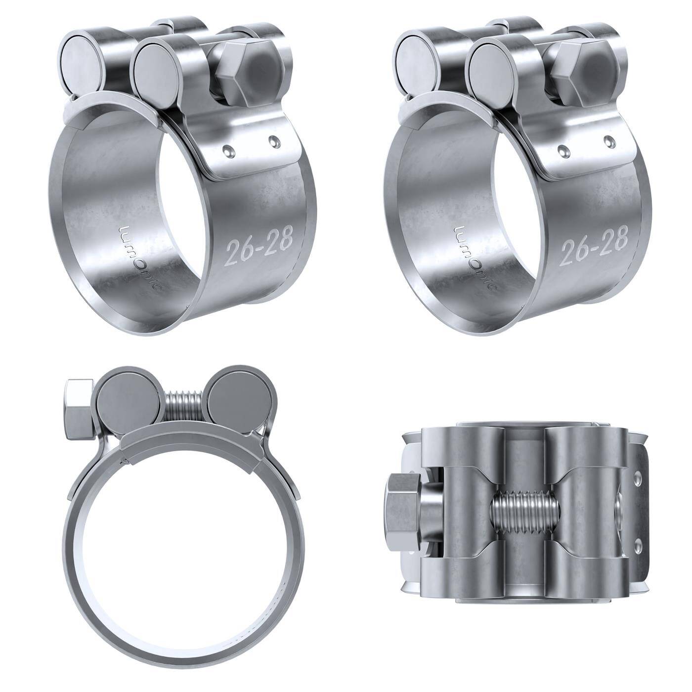 4x Lumonic Gelenkbolzenschelle 26-28mm  Auspuffschelle für Bau PKW LKW