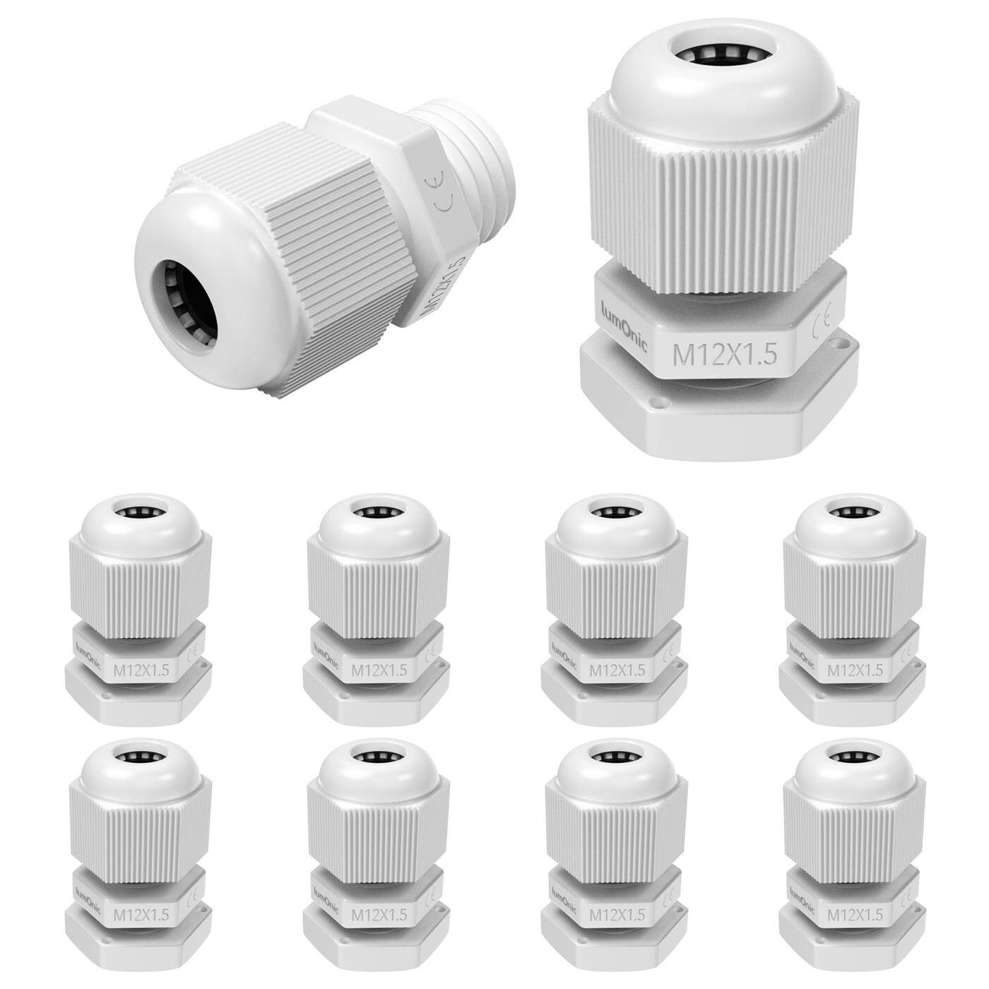 Lumonic 10x Kabelverschraubung M12 PG7 IP67 metrisch d3-6,5mm I Kabeldurchführung wasserdicht in grau I Verschraubungen, Schlauchdurchführung M12 PG7